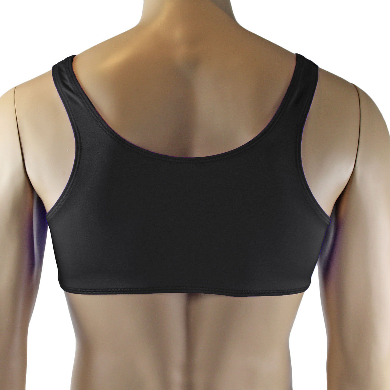 Male Angel Stretch Spandex Bra Top with Bow Black