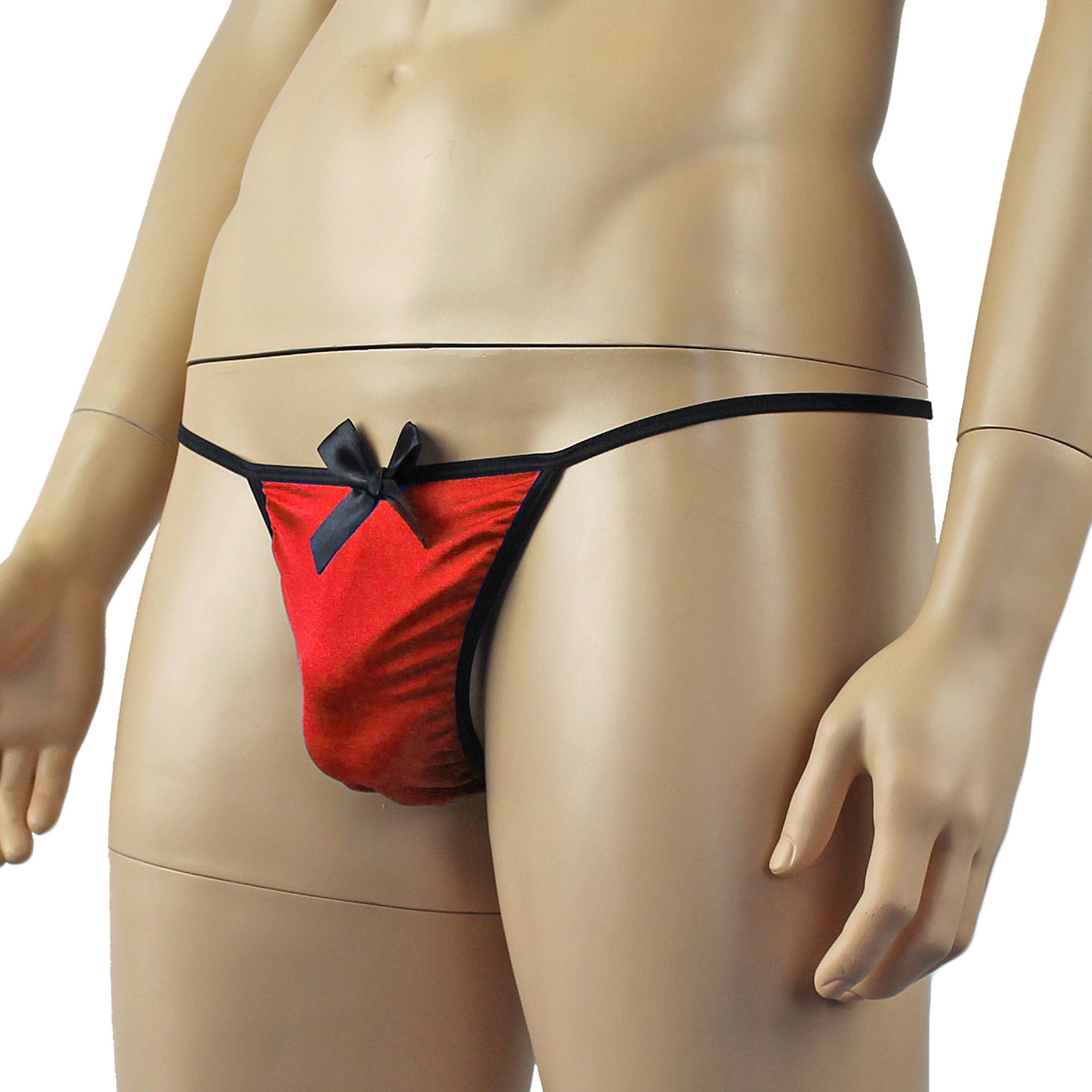 Mens Big Bow Mini Pouch G string Bow Red