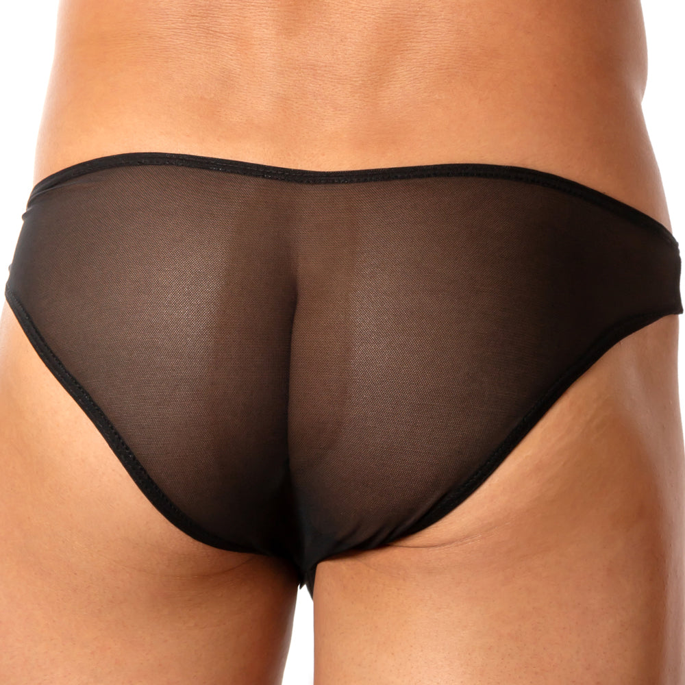 Daddy Underwear DDI010 Laso Metal Ring Open Pouch with Sheer Back Bikini for Men