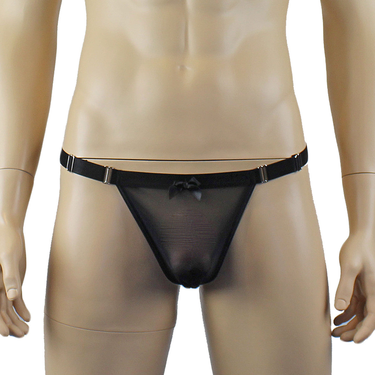 Mens Exotic Sheer Mesh Bra Top & G string Black
