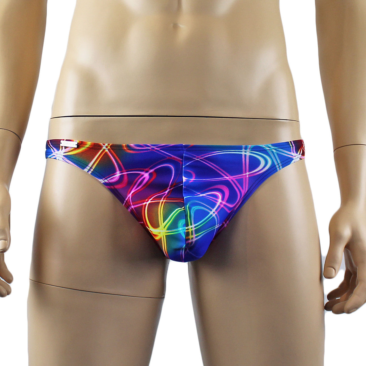 Mens Festival Disc Lights Mini Low Rise Party Thong Underwear Multicoloured