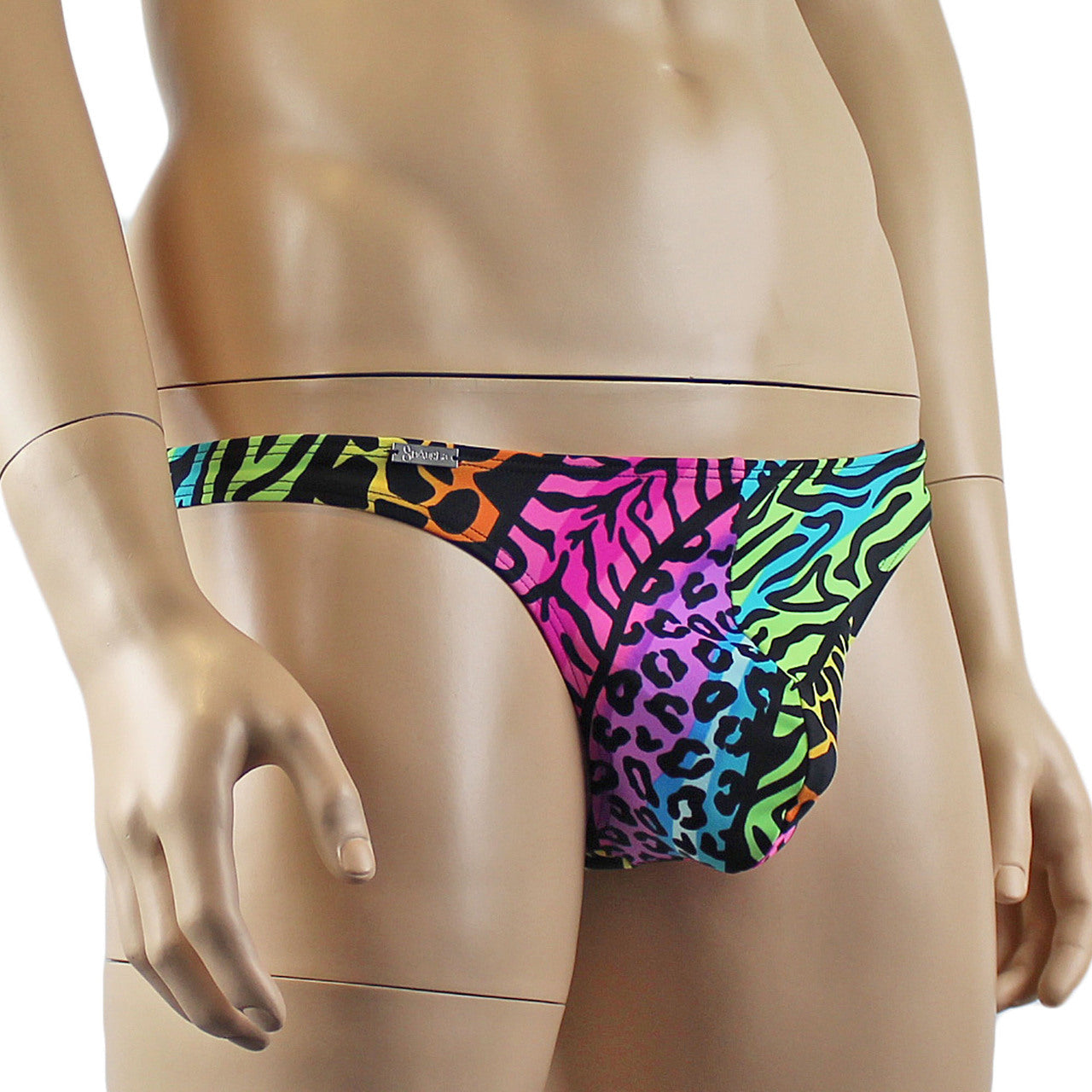 Mens Festival Animal Mini Low Rise Party Thong Underwear Multi-coloured
