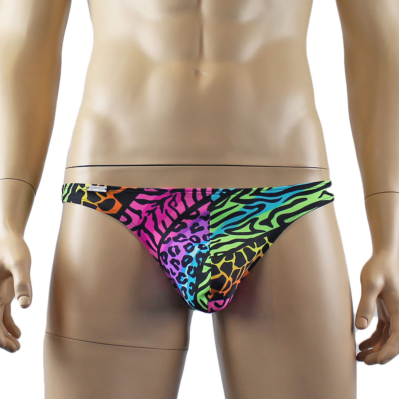 Mens Festival Animal Mini Low Rise Party Thong Underwear Multi-coloured