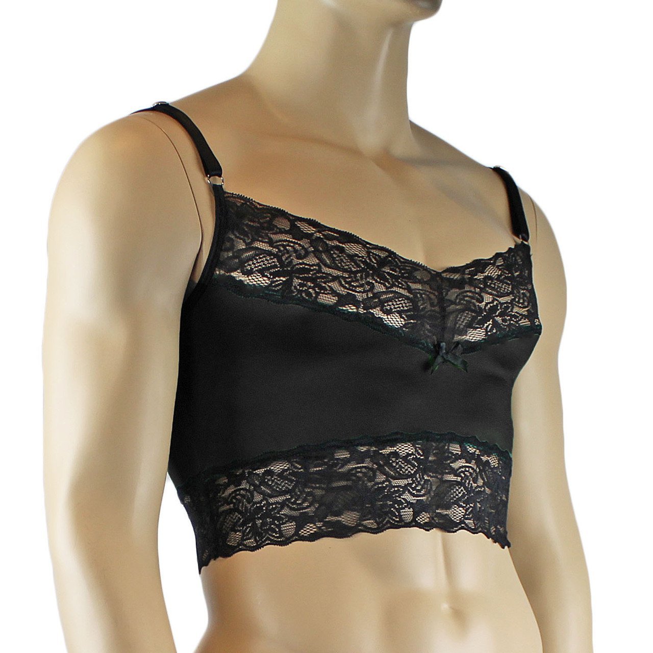Mens Camisole Top with Lace Trim (black and other colours)