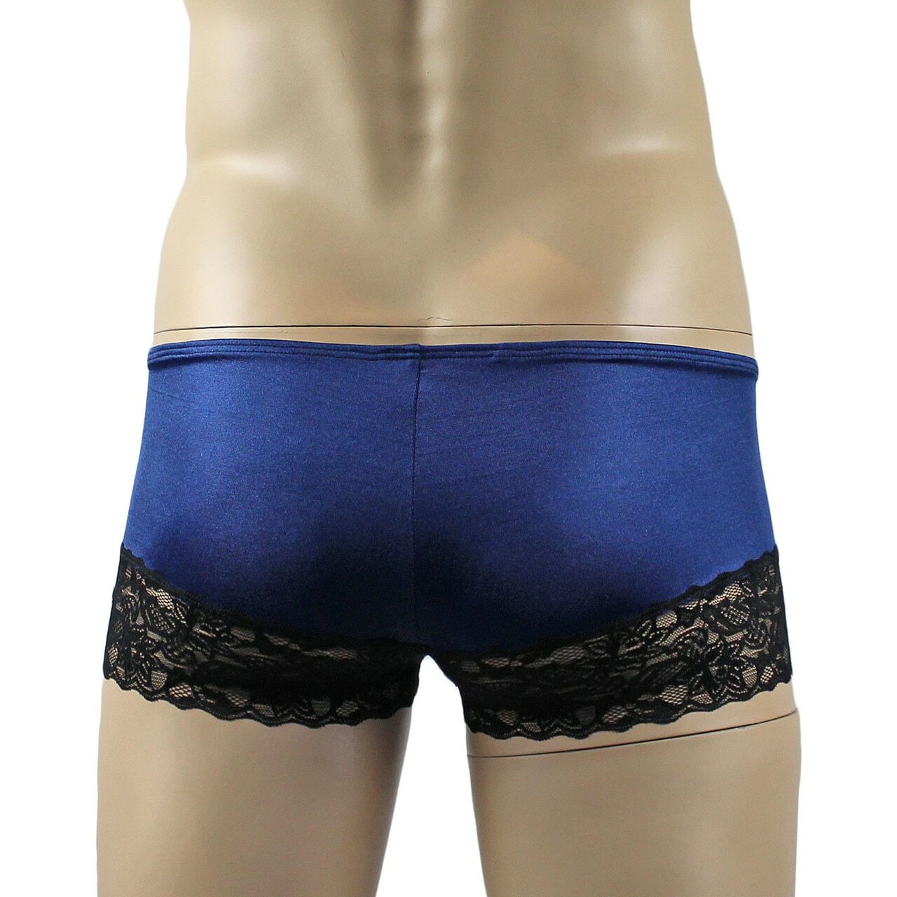 Mens Glamour Lycra & Lace Boxer Brief Shorts (navy & Black plus other colours)