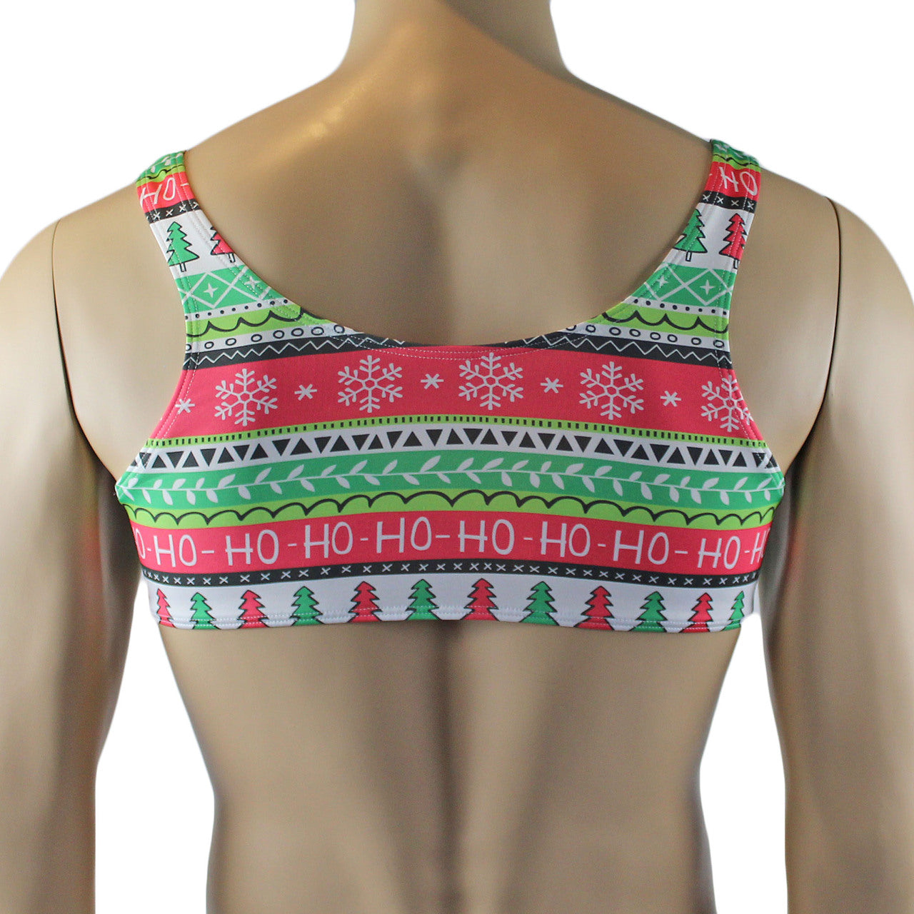 Christmas Gift Wrap Mens Crop Top Bra Xmas Underwear
