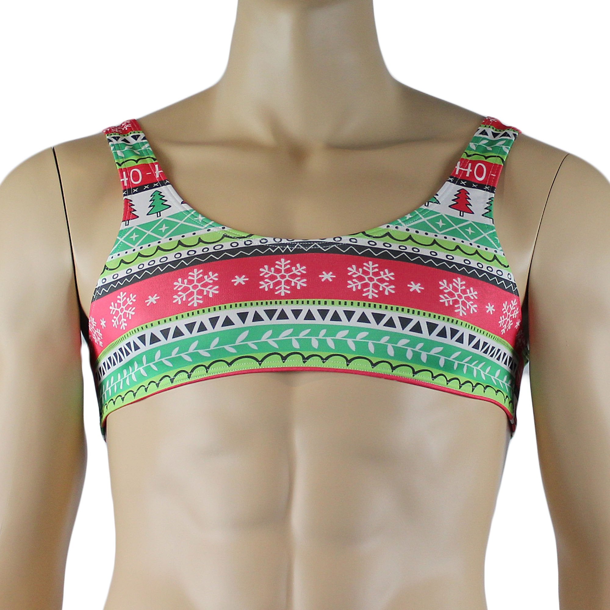 Christmas Gift Wrap Mens Crop Top Bra & G string Thong Xmas Underwear