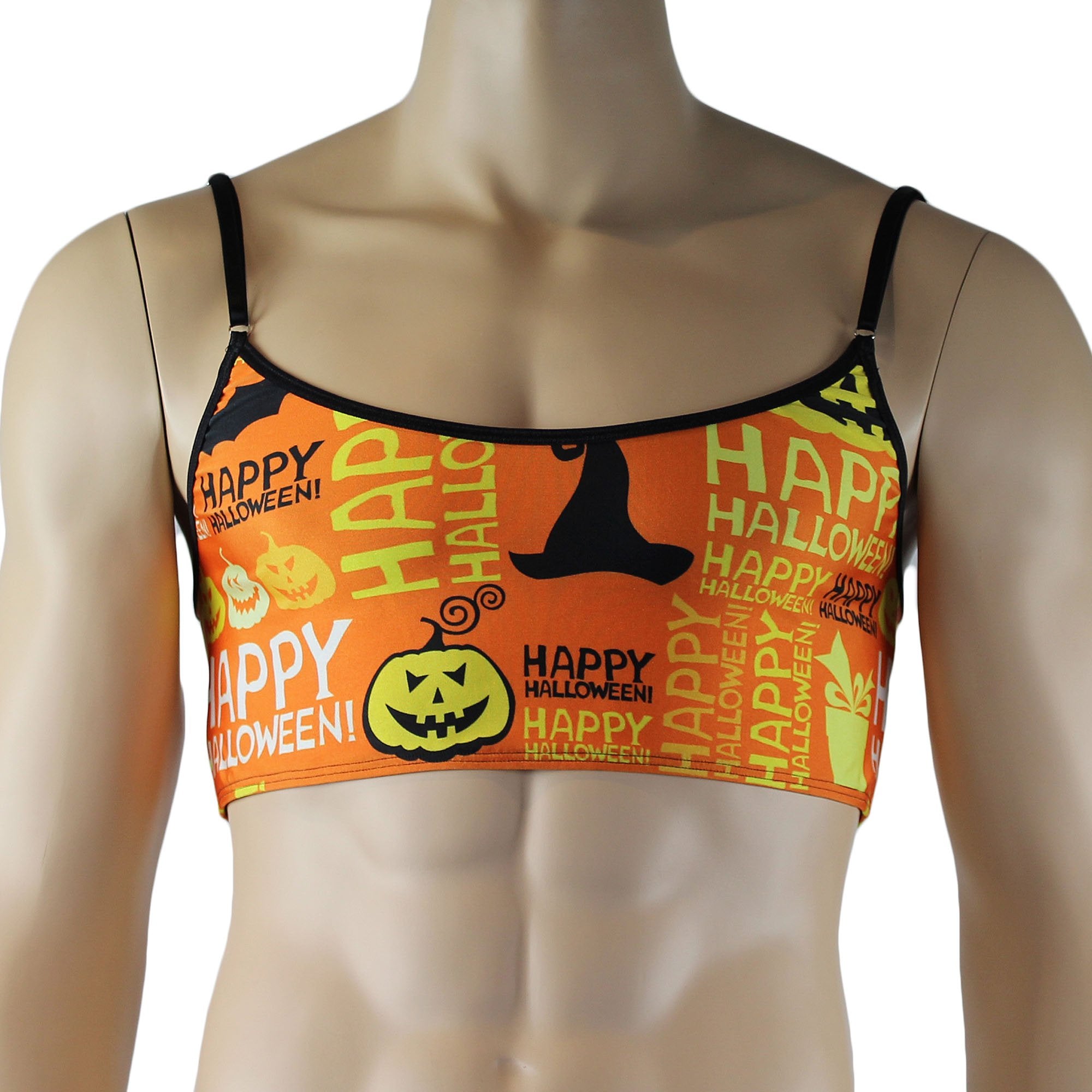 Mens Happy Halloween Camisole Top and Boxer Briefs Underwear, Halloween Pumpkins