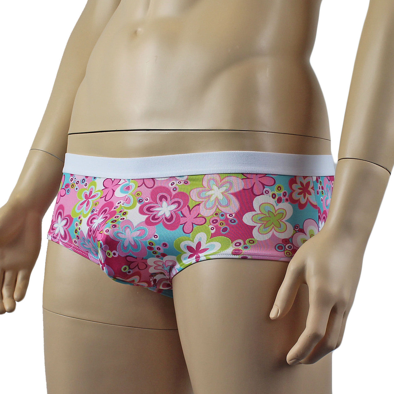 Male Hippie Flower Print Boxer Briefs with Band
