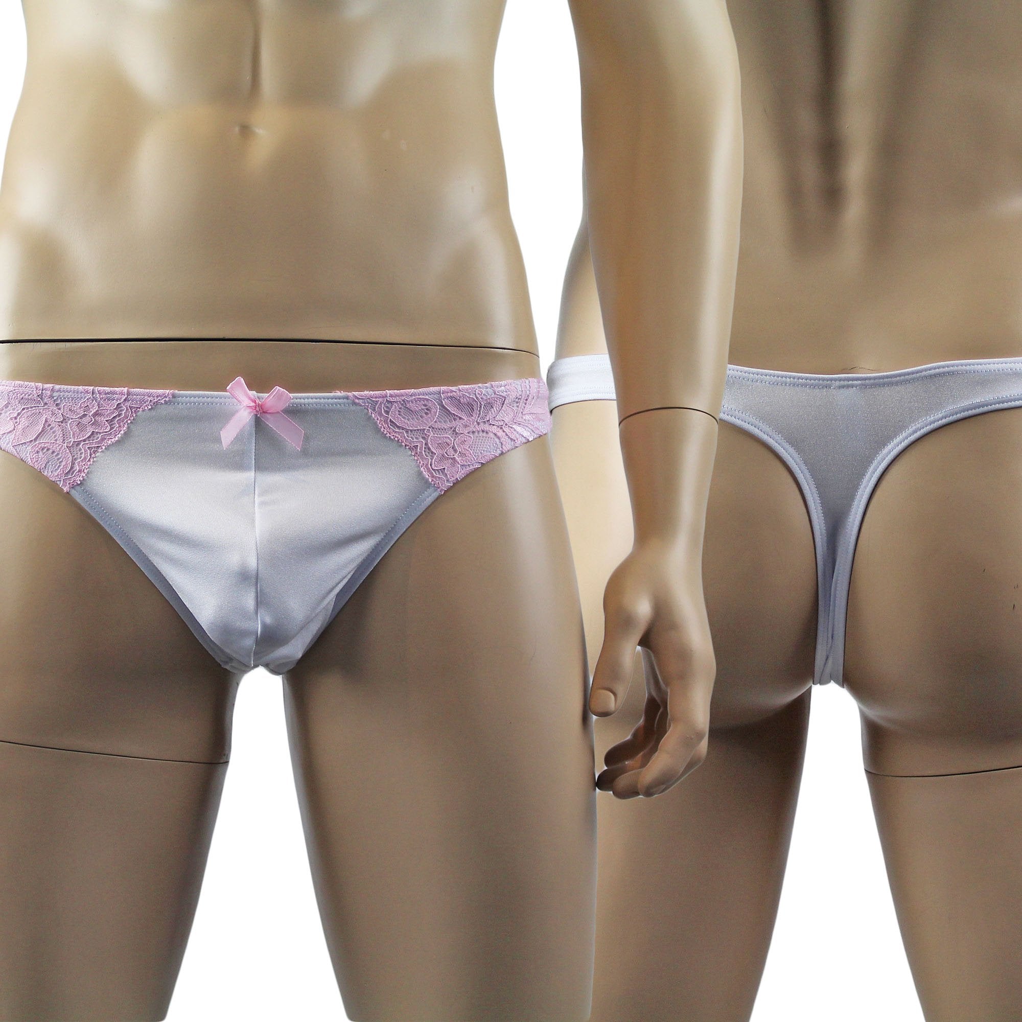 Mens Isabel Panty Stretch Spandex & Lace Thong with Sexy Back (white plus other colours)