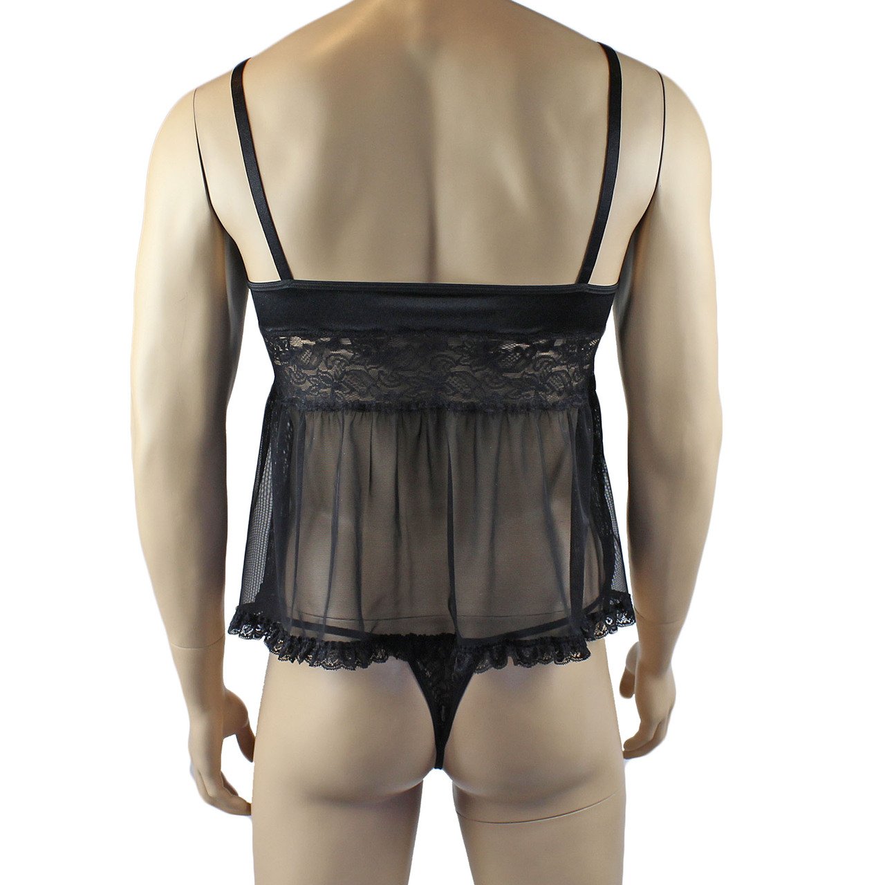 Mens Joanne Mini Babydoll Camisole & G string - Sizes up to 3XL (lblack plus other colours)