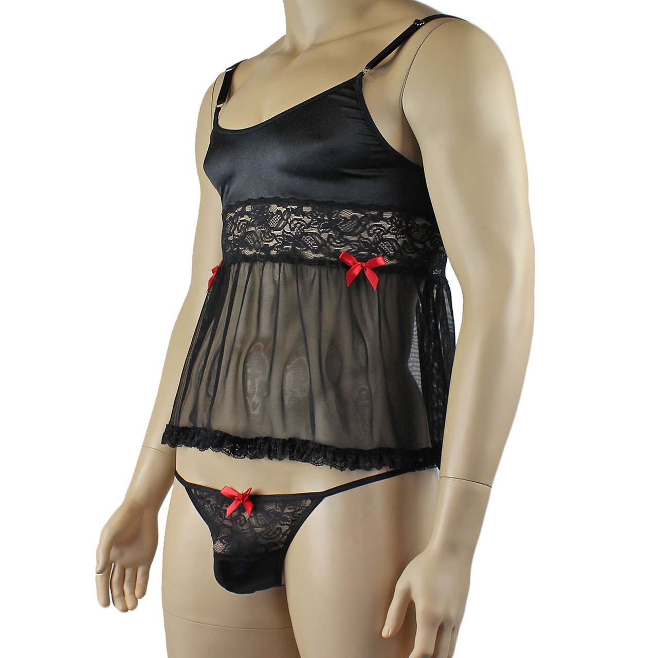 Mens Joanne Mini Babydoll Camisole & G string - Sizes up to 3XL (lblack plus other colours)