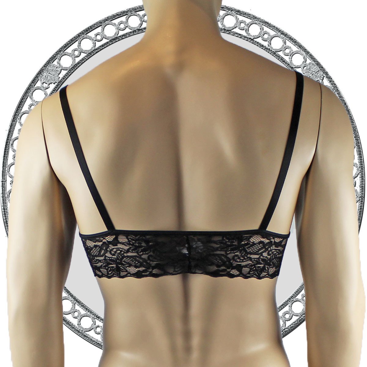 Mens Lace Bra Top Lingerie and Thong for Men Purple and Black