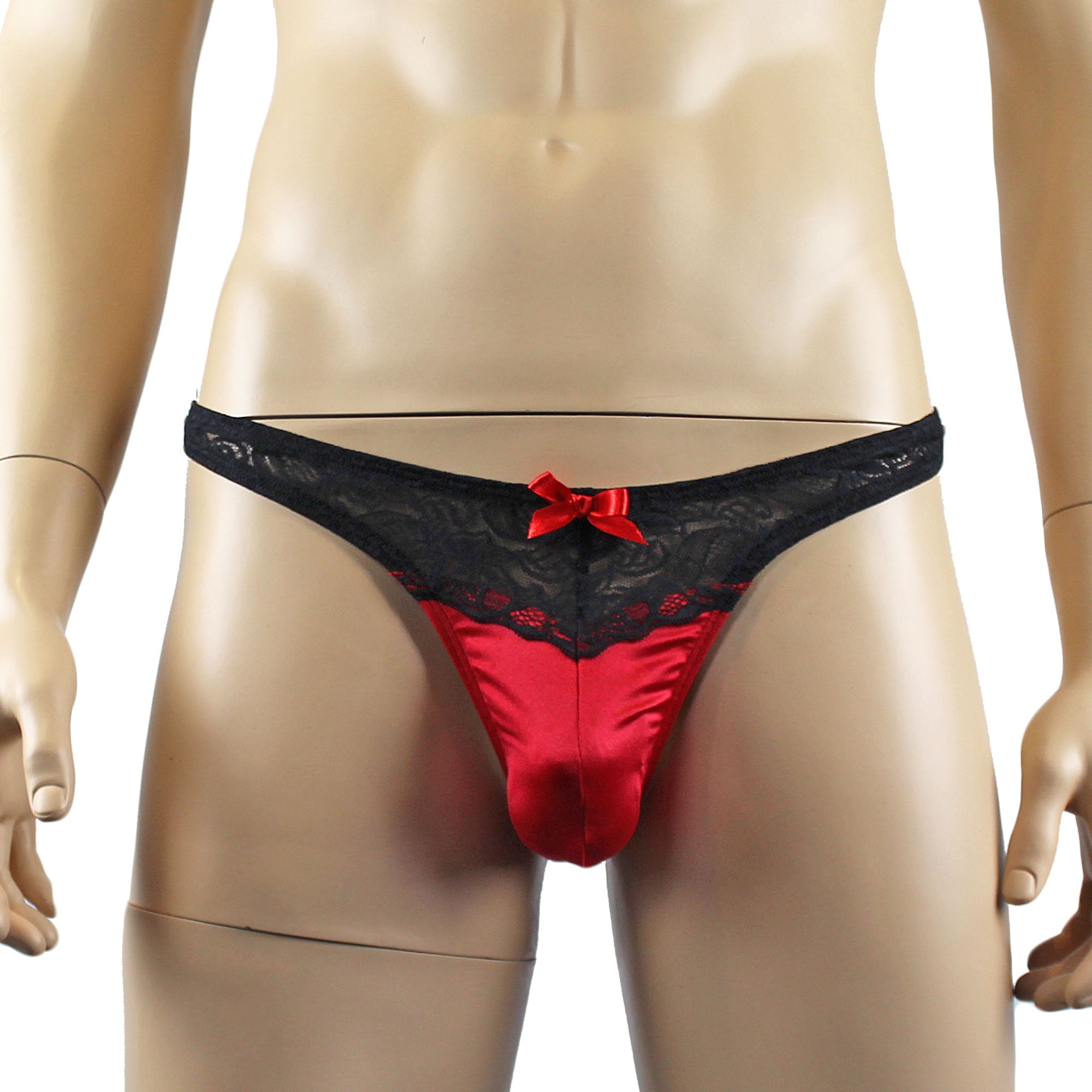 Mens Joanne Underwear Lacey Lovelies Thong Red and Black Lace