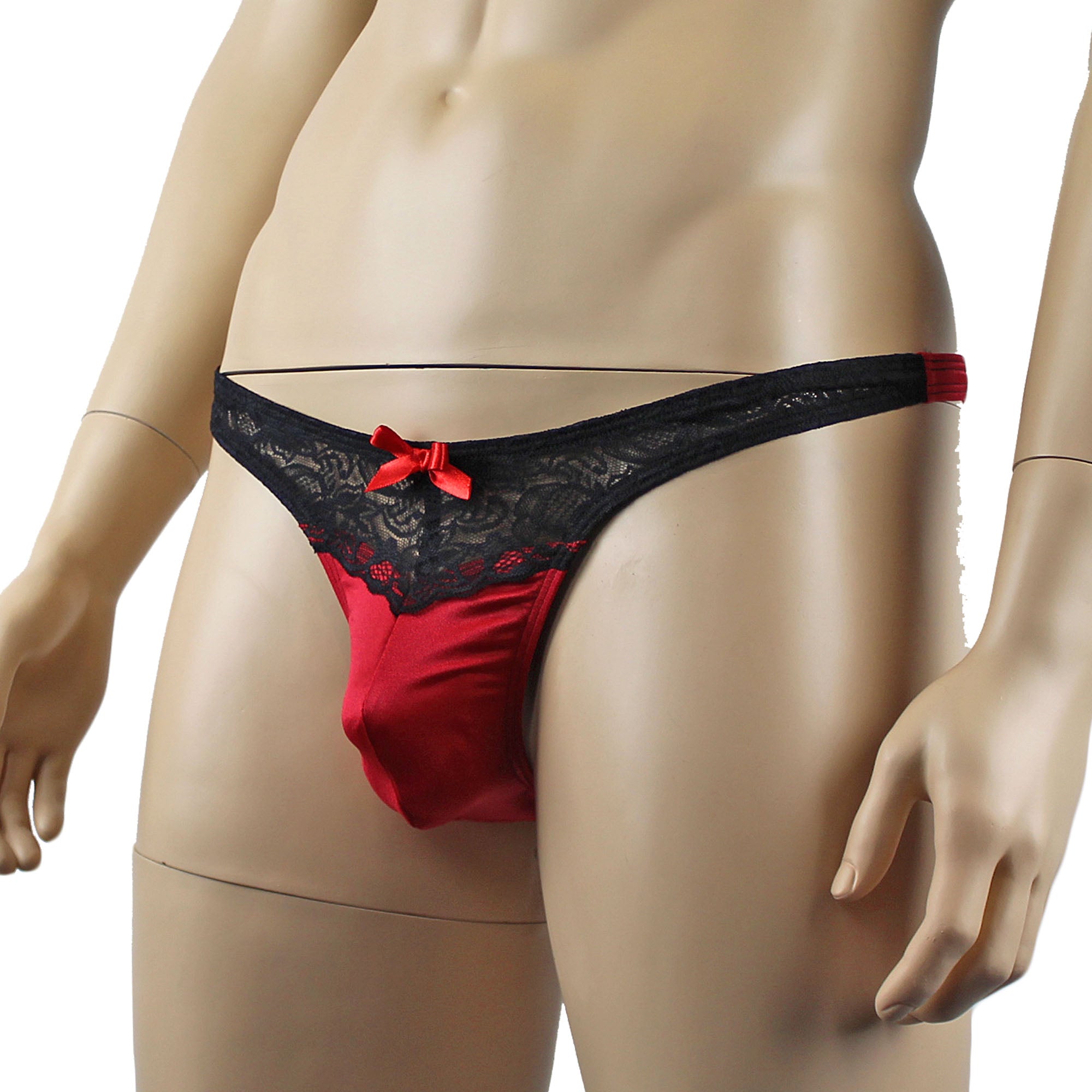 Mens Joanne Underwear Lacey Lovelies Thong Red and Black Lace