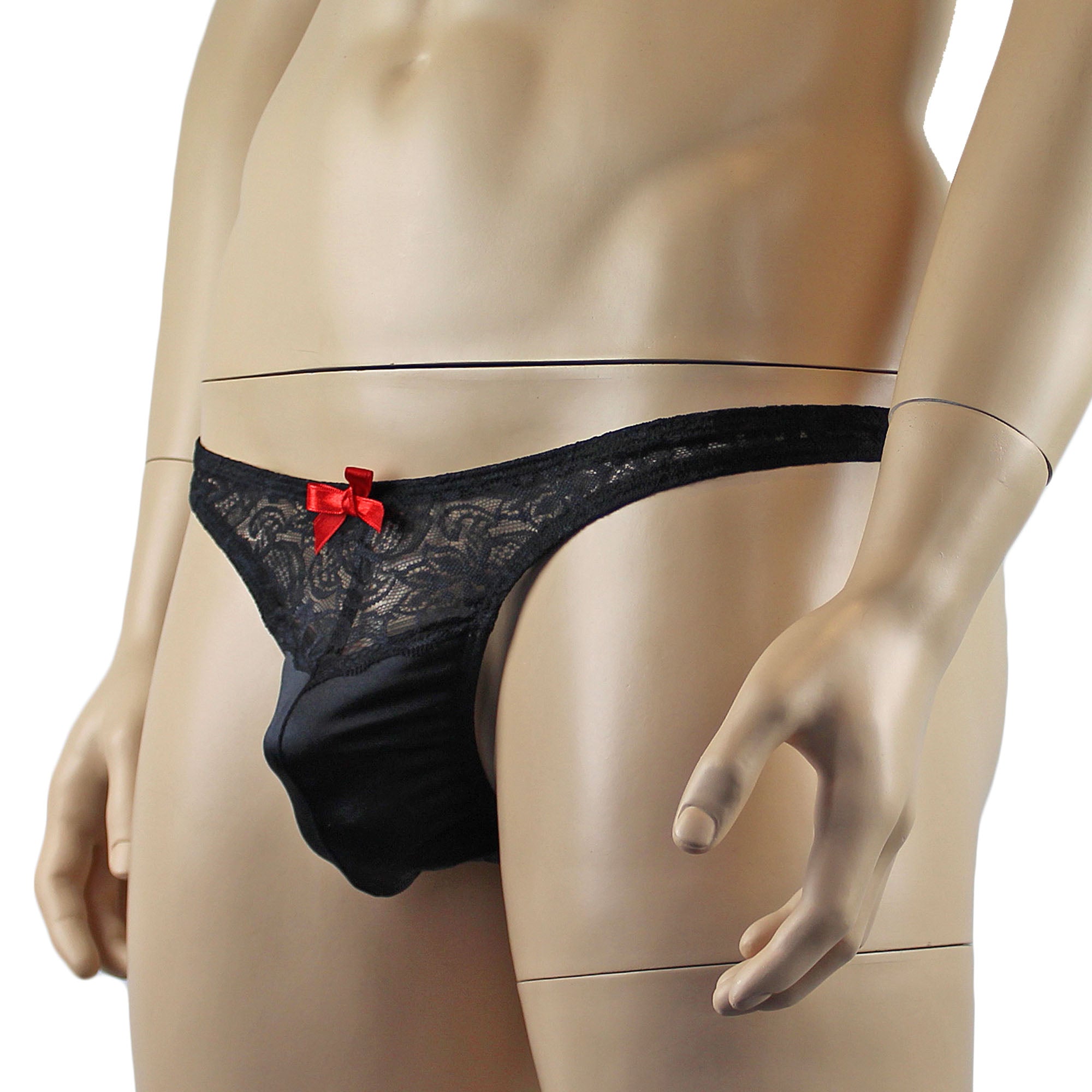 Mens Joanne Underwear Lacey Lovelies Thong Black and Black Lace