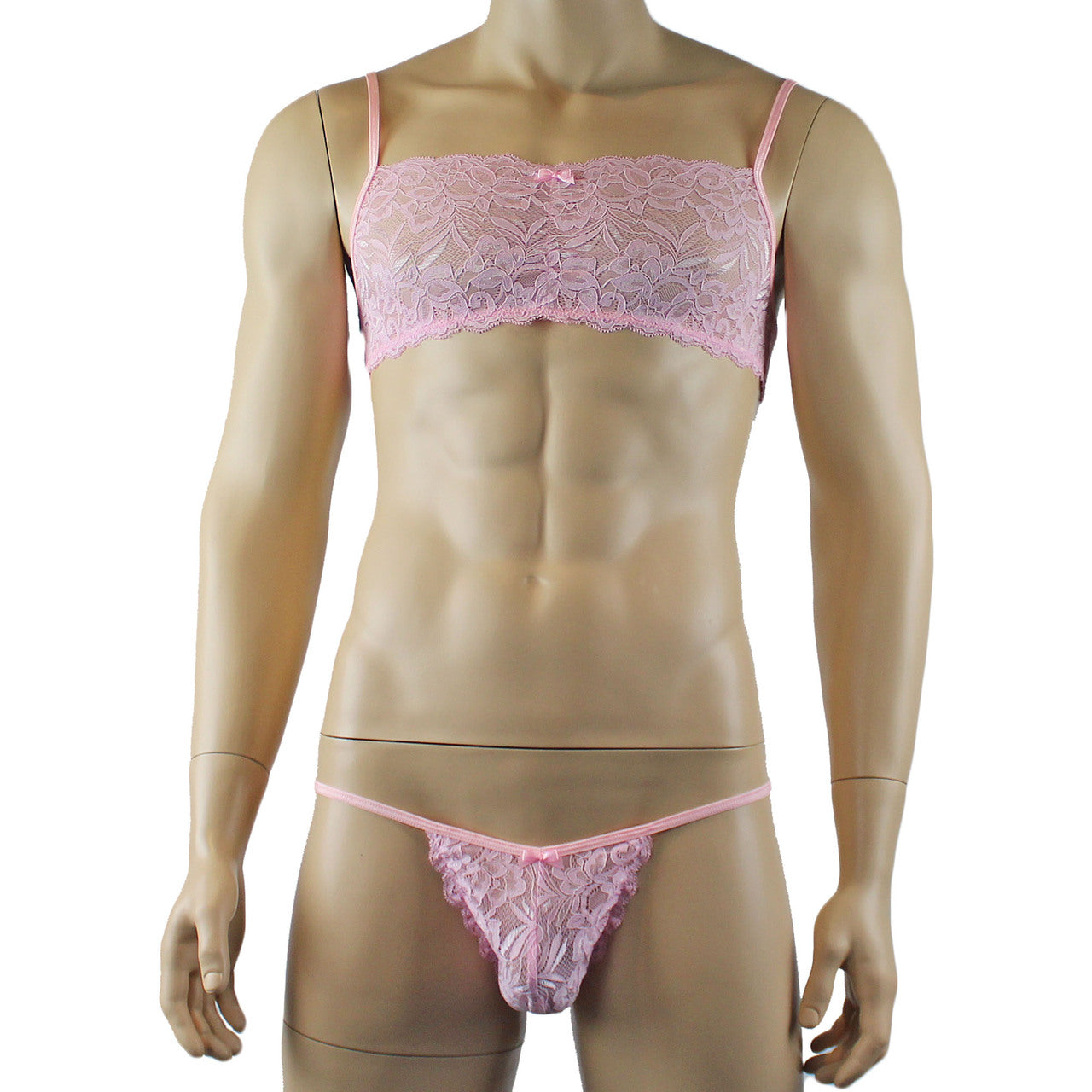 Mens Kristy Lingerie Bra Top and Bikini Brief Light Pink