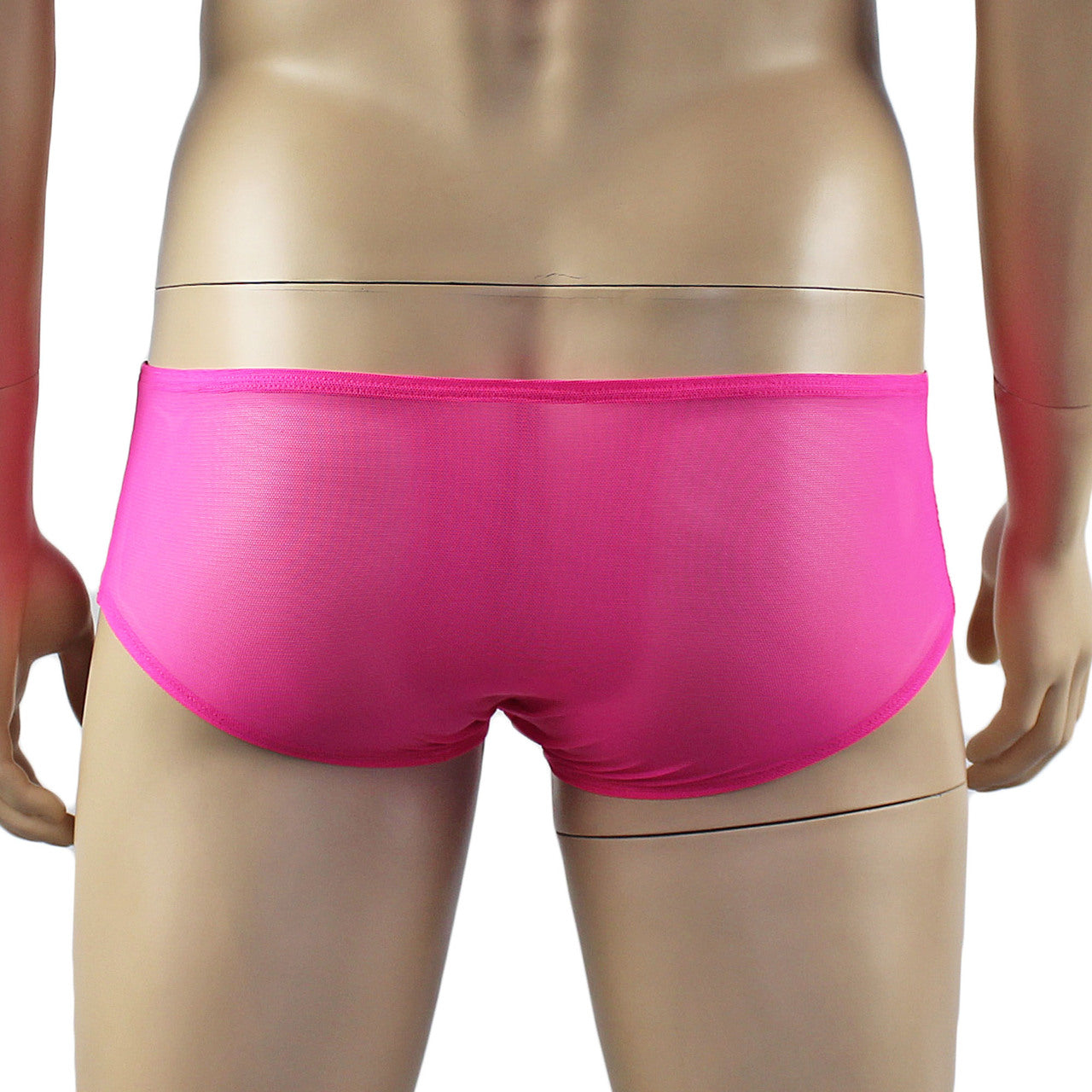 Mens Kristy Lingerie Sexy Lace and Mesh Panty Brief Hot Pink