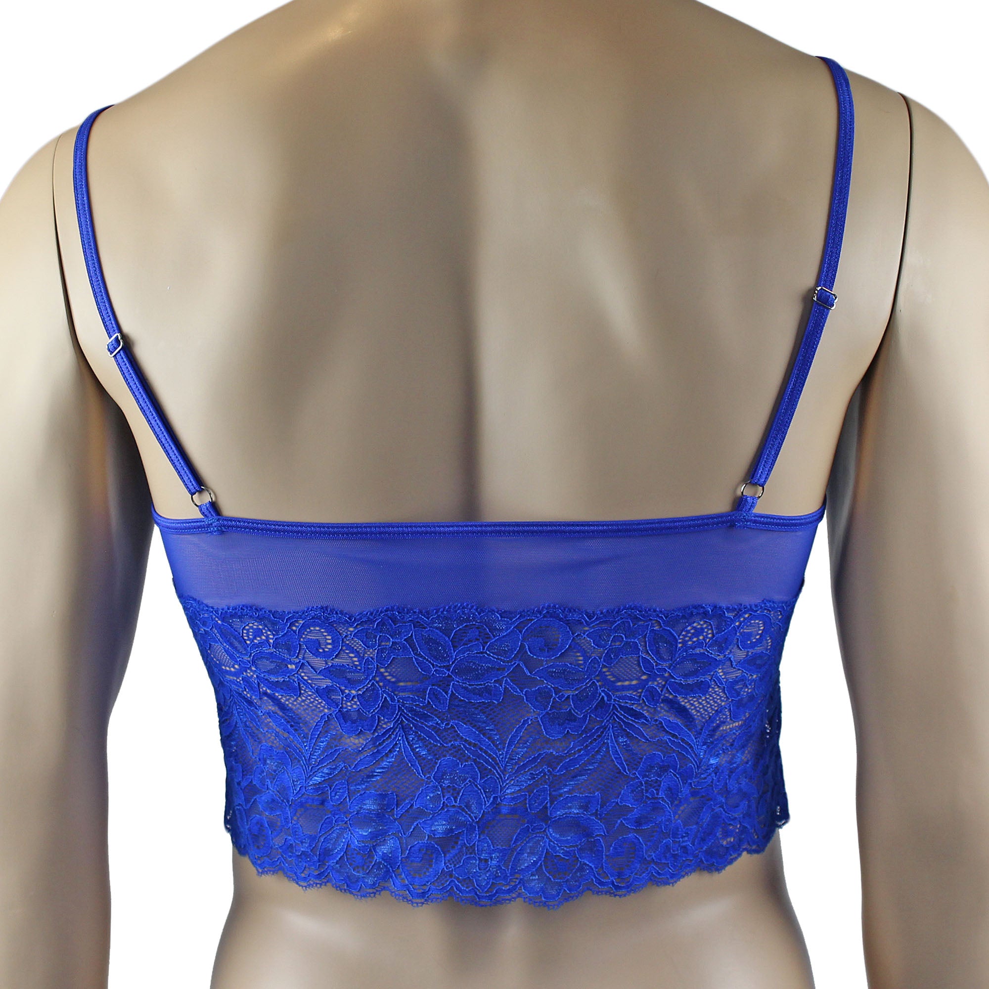 Mens Kristy Sexy Lace Camisole Top Male Lingerie Blue