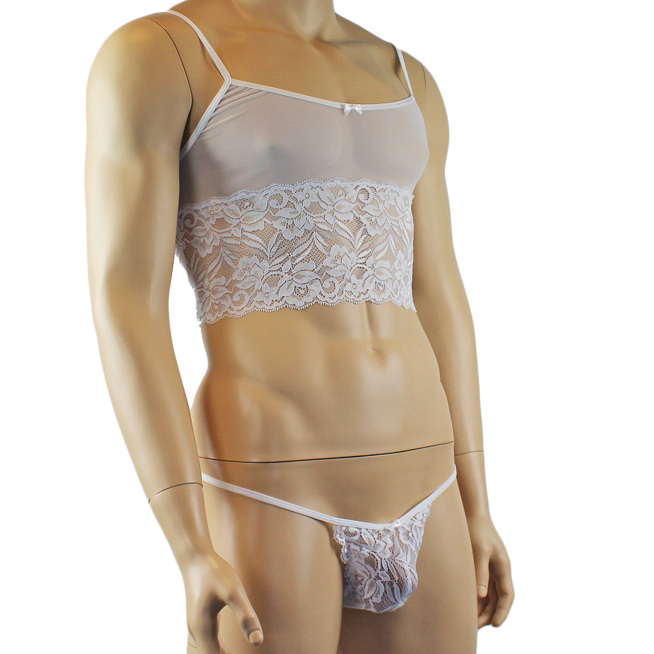 Mens Sexy Lace Camisole Top and  Male Panties (white plus other colours)