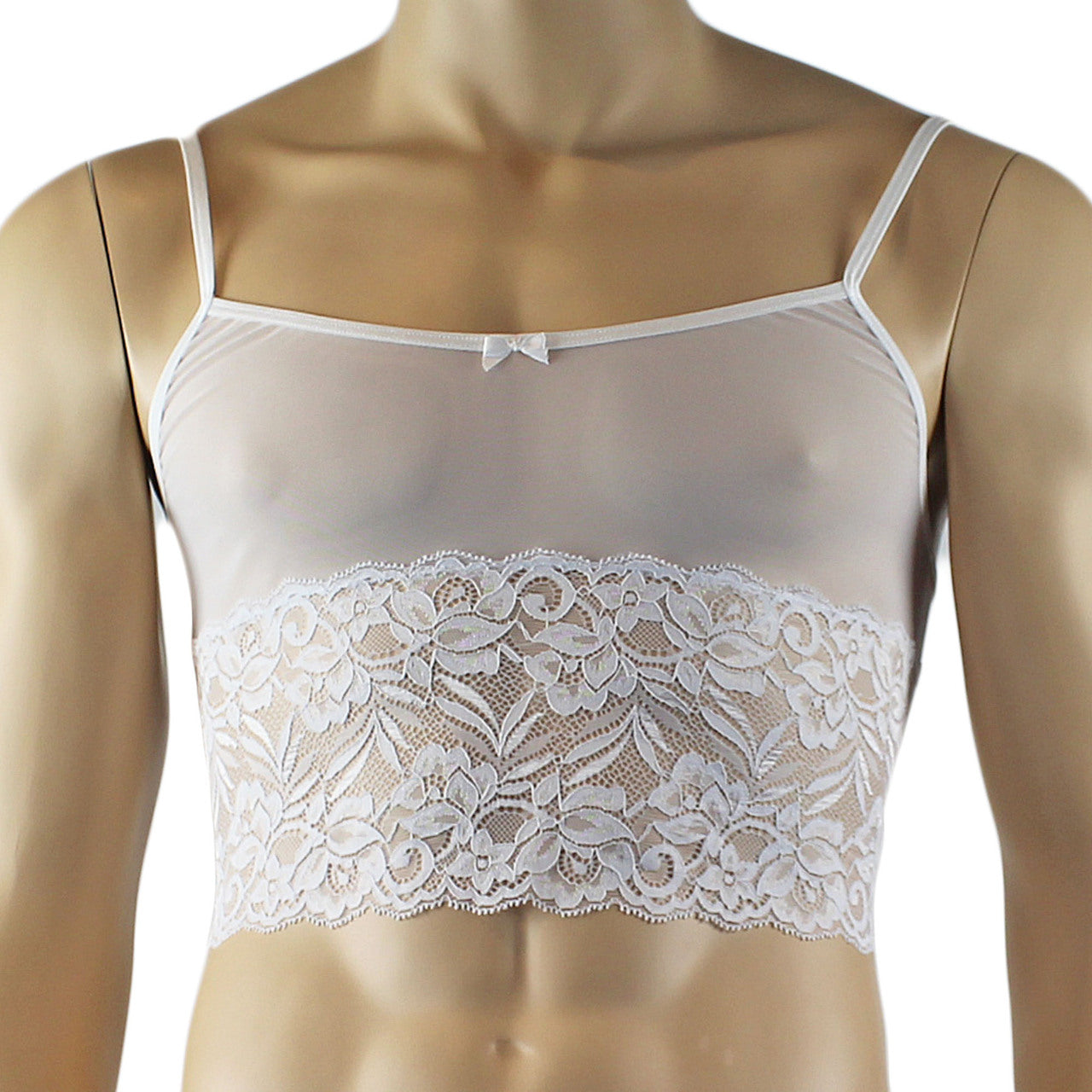 Mens Kristy Sexy Lace Camisole Top and Panty Brief White