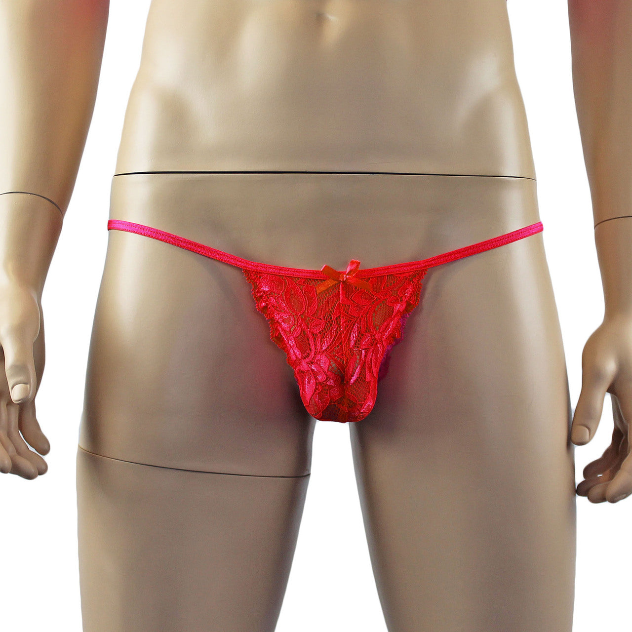 Mens Kristy Sexy Lace Pouch G string Panty Male Lingerie Red