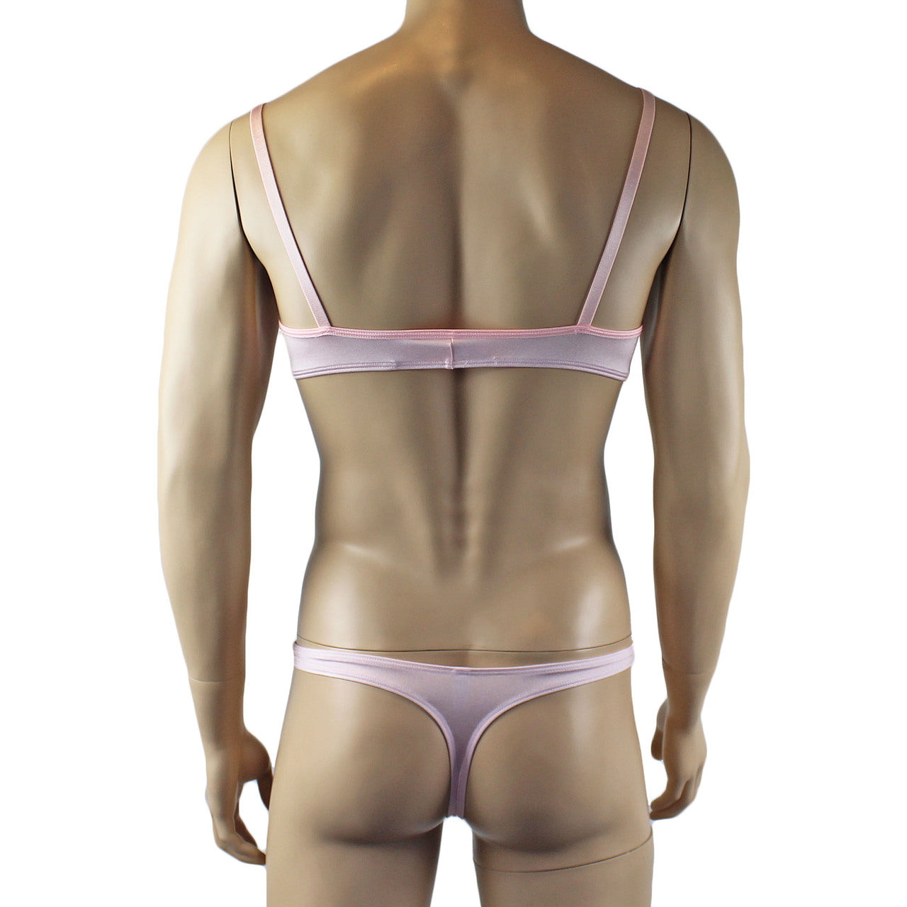 Mens Luxury Bra Top and Thong Pink