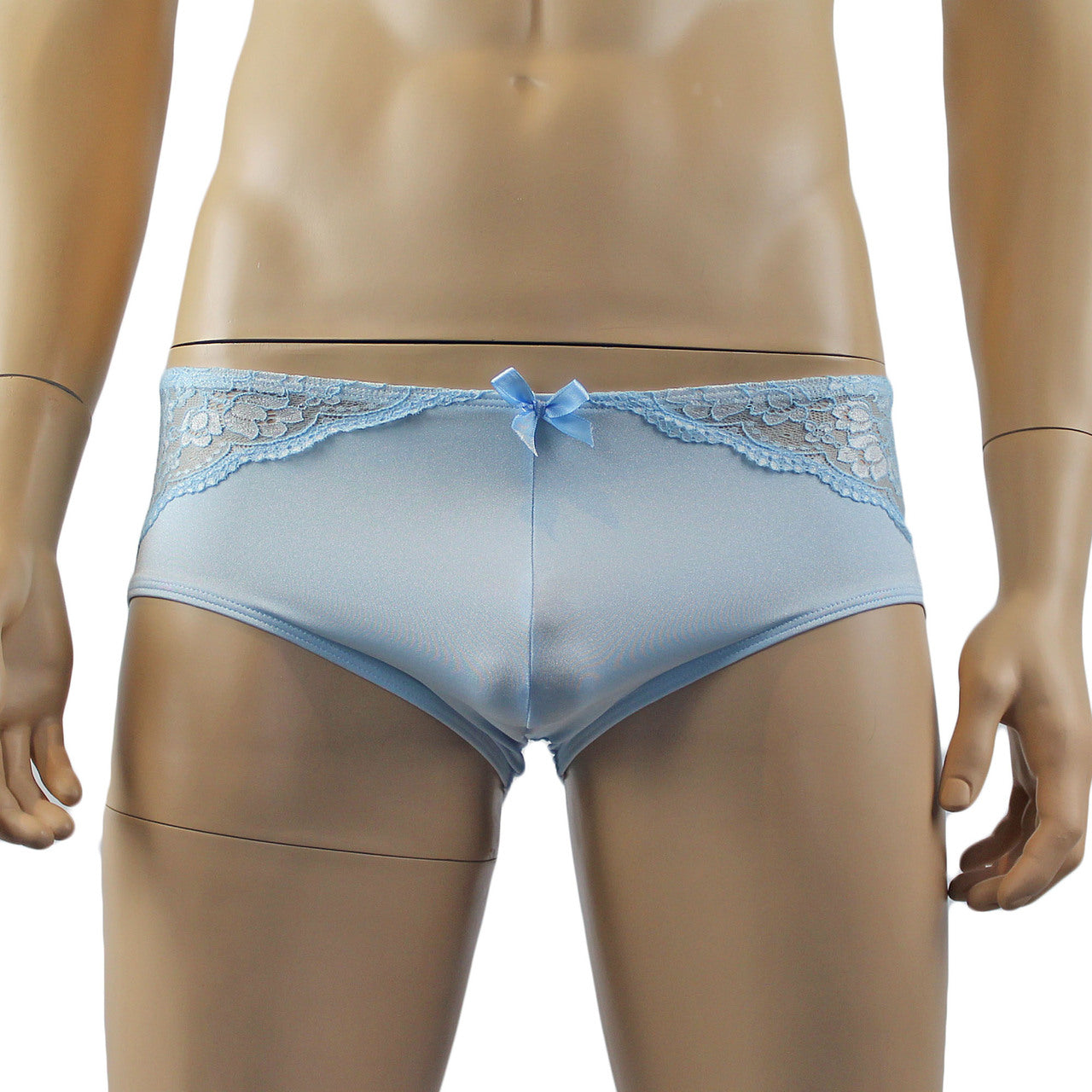 Mens Luxury Boxer Brief with Detachable Garters and Stockings Light Blue