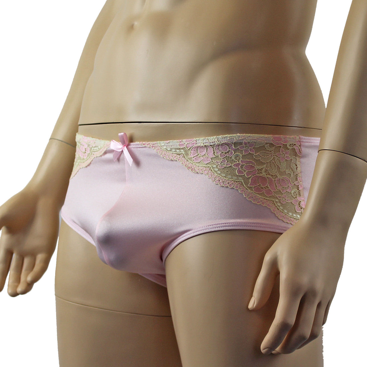 Mens Luxury Stretch Boxer Brief with Beautiful Lace Pink