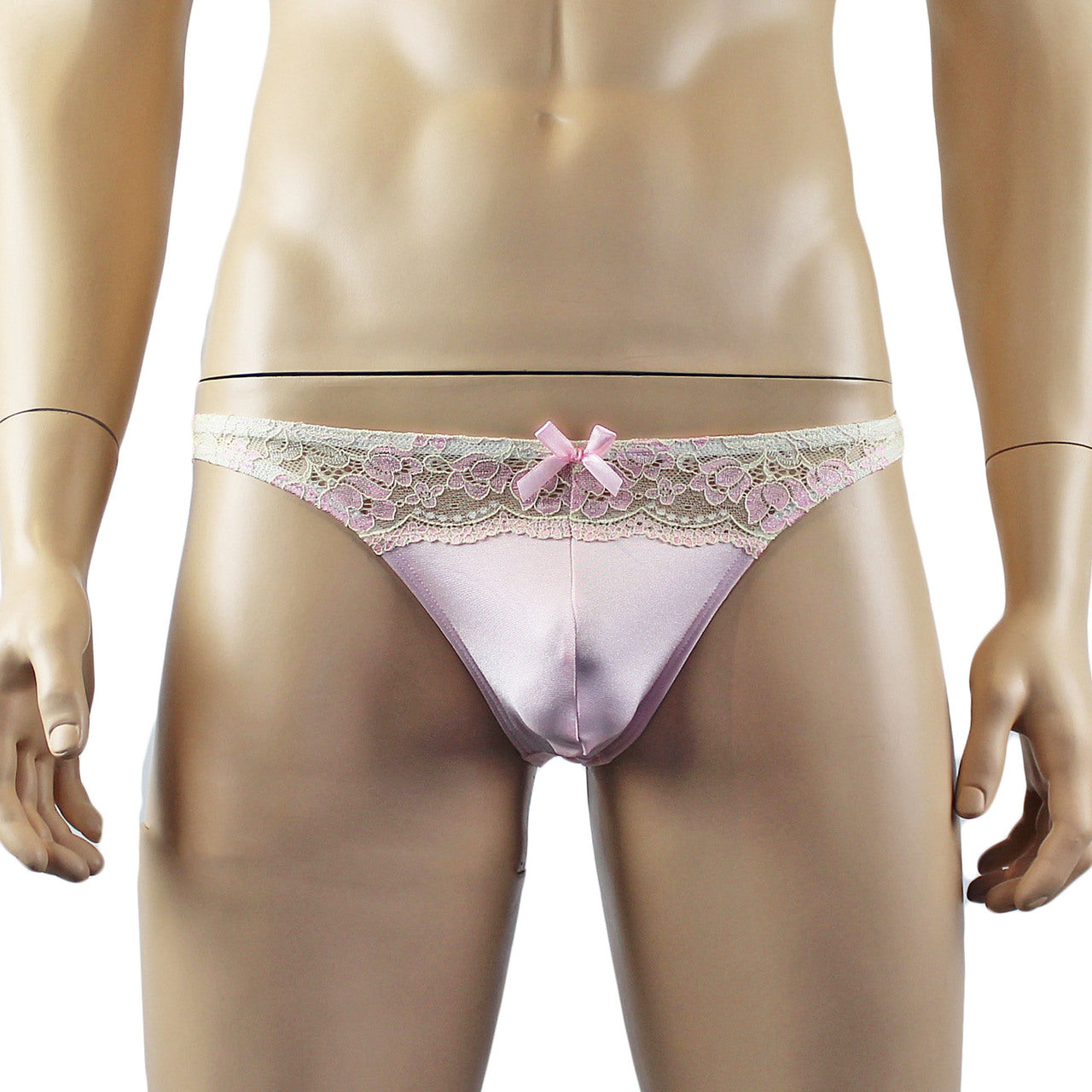 Mens Luxury Bra Top and Thong Pink