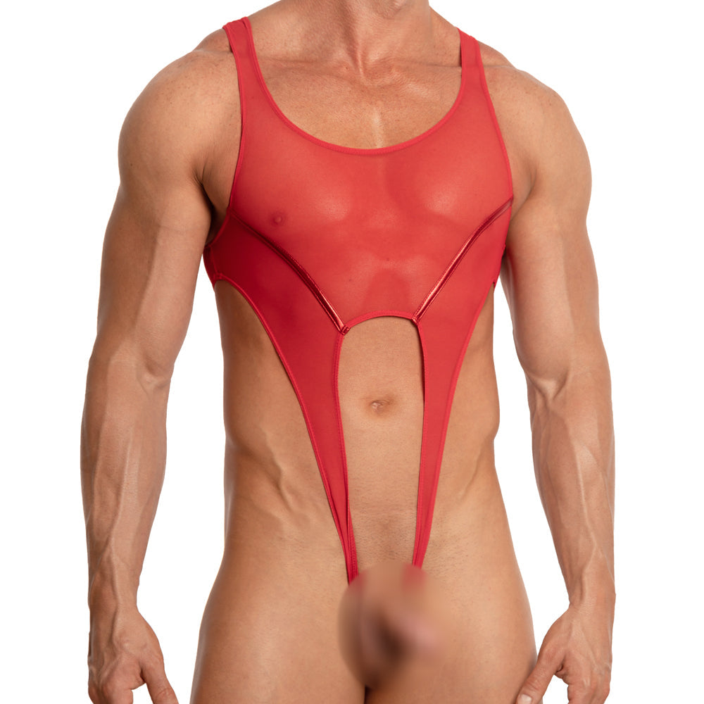 Miami Jock MJV027 Crotch Lift Sheer See-thru Muscle Body Suit for Men