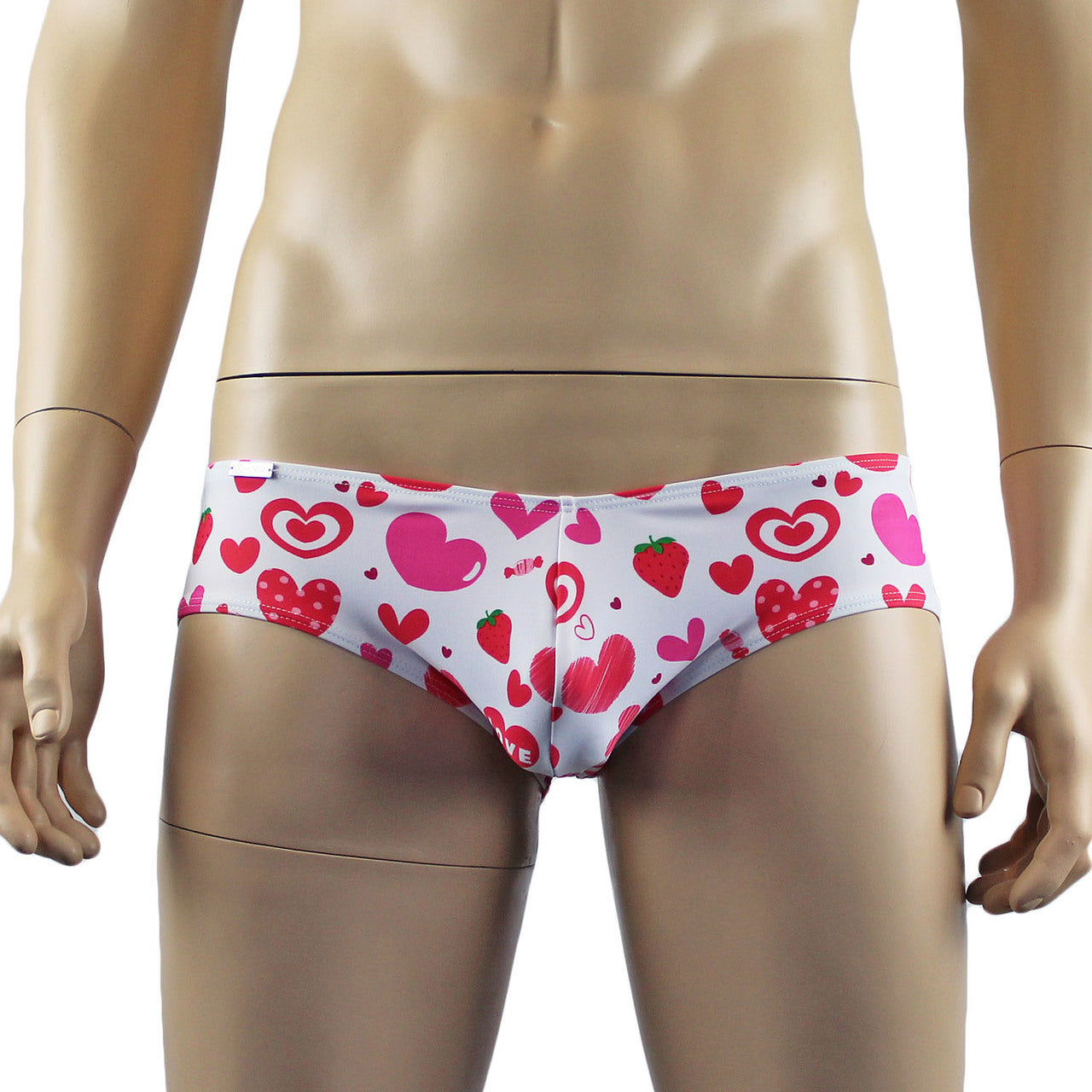 Mens Magic Love Mini Low Rise Boxer Brief Shorts White and Red
