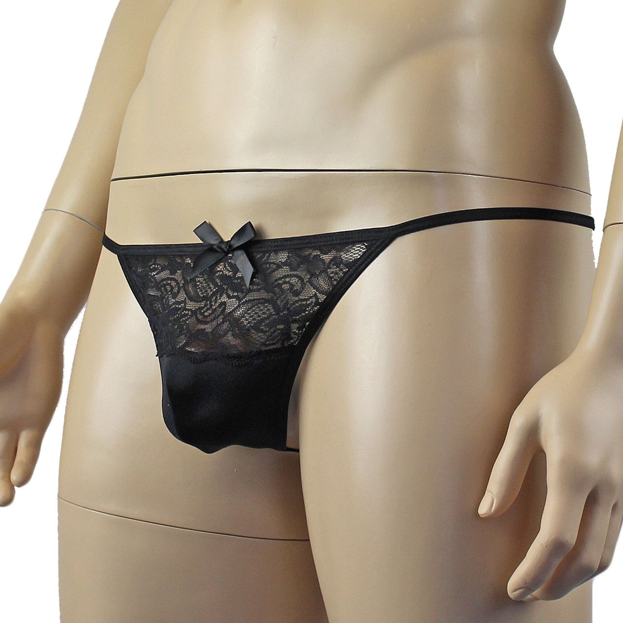 Mens Glamour Bra Top and Pouch G string with Lace Trim (black plus other colours)