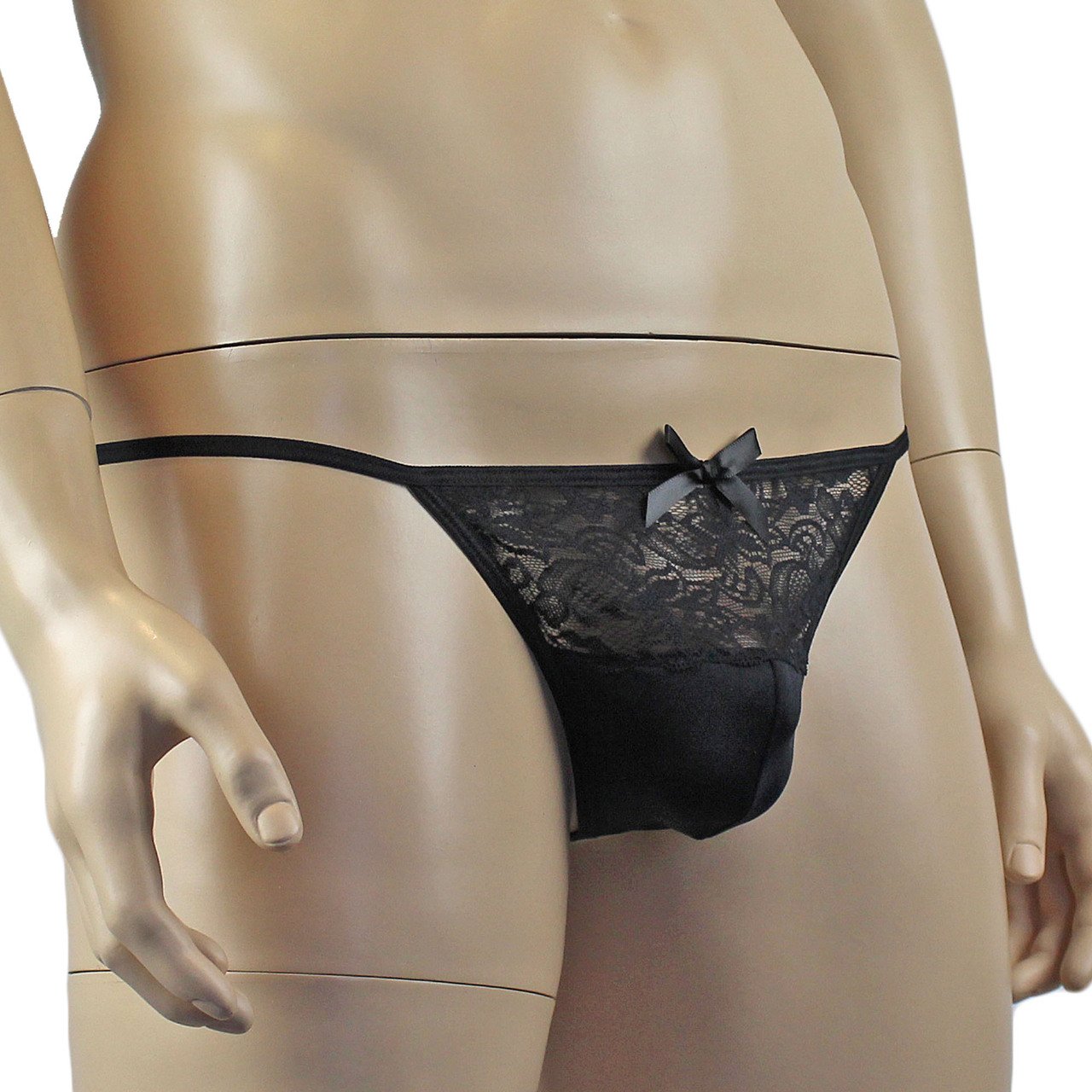 Mens Glamour Lycra and Lace Pouch G string (black plus other colours)