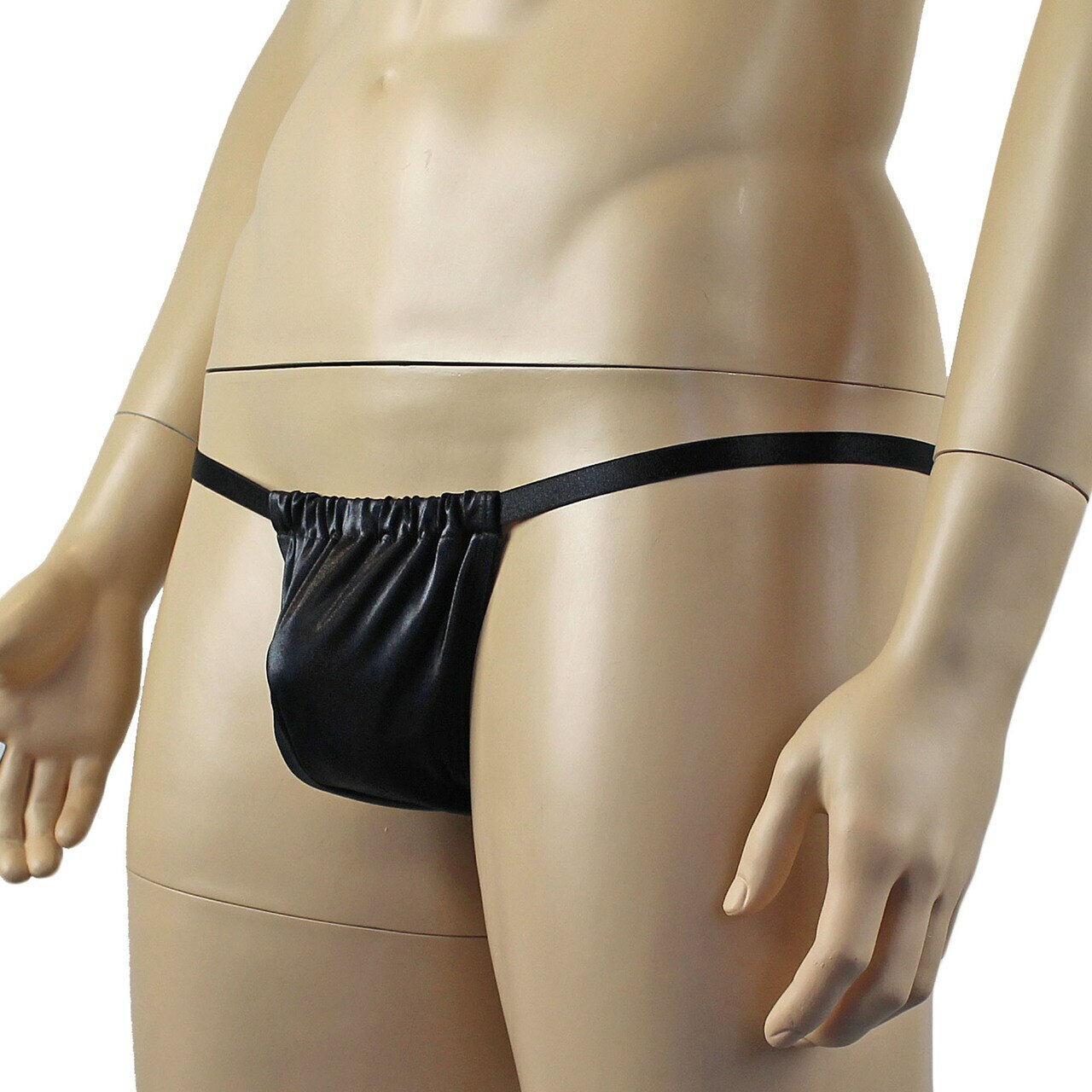 Male Oil Wetlook Pouch G string Black