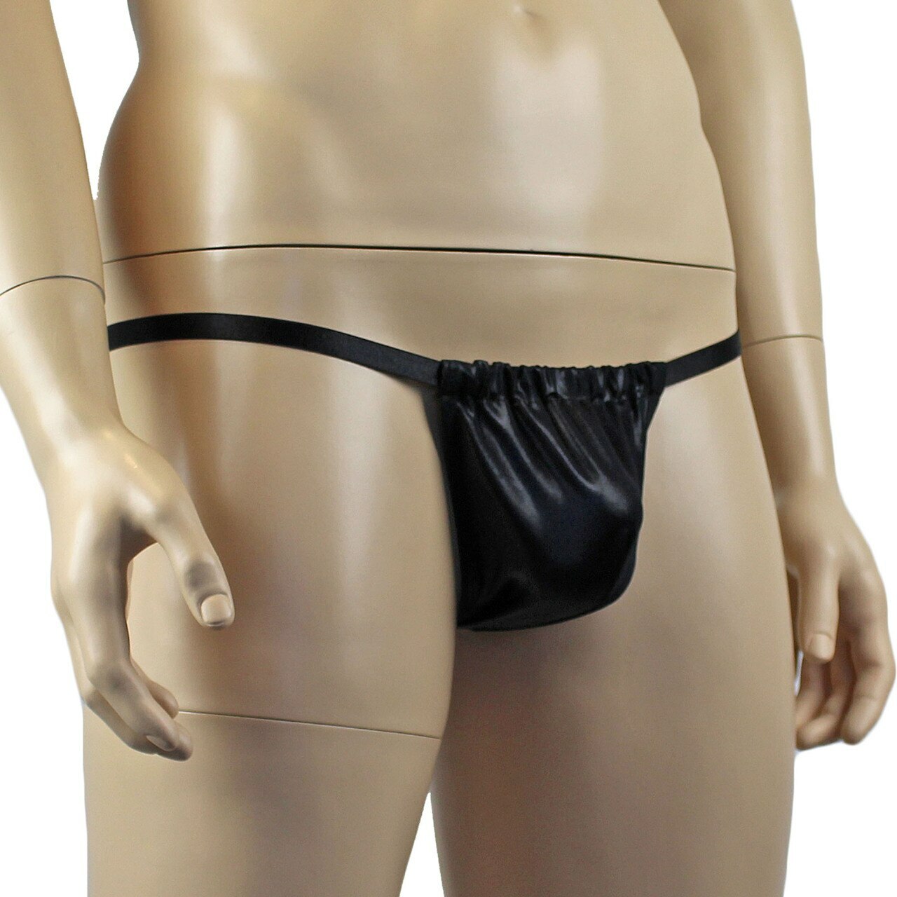 Male Oil Wetlook Pouch G string Black
