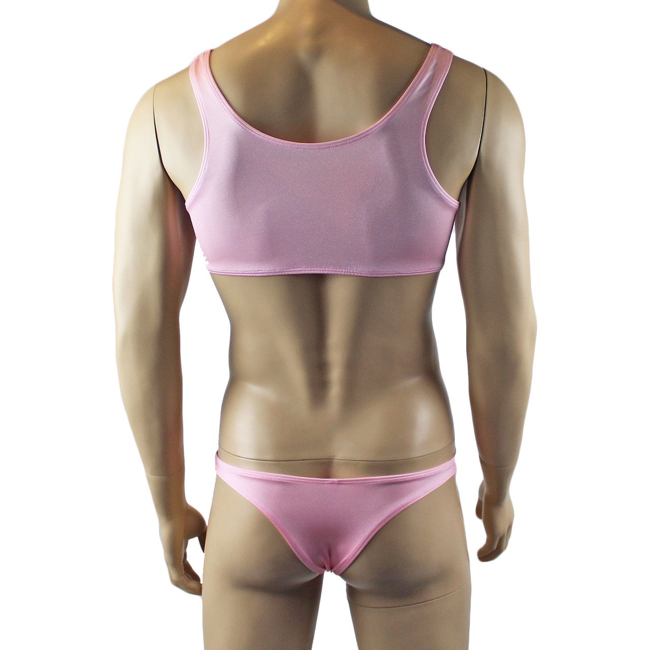 Male Penny Lingerie Bra Top with V Lace front and Capri Bikini (light pink plus other colours)