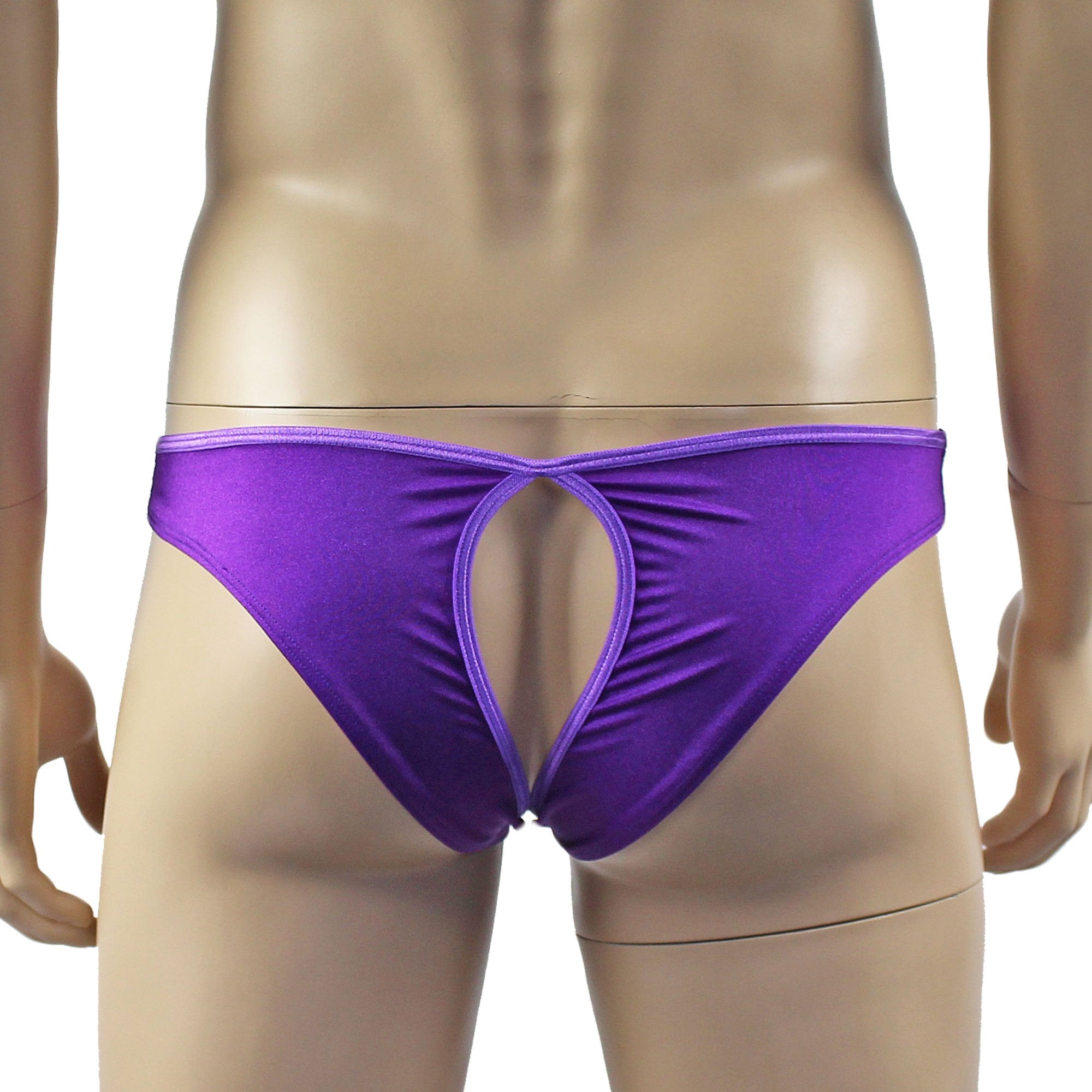Male Penny Lace & Spandex OPEN BACK Capri Brief (purple plus other colours)
