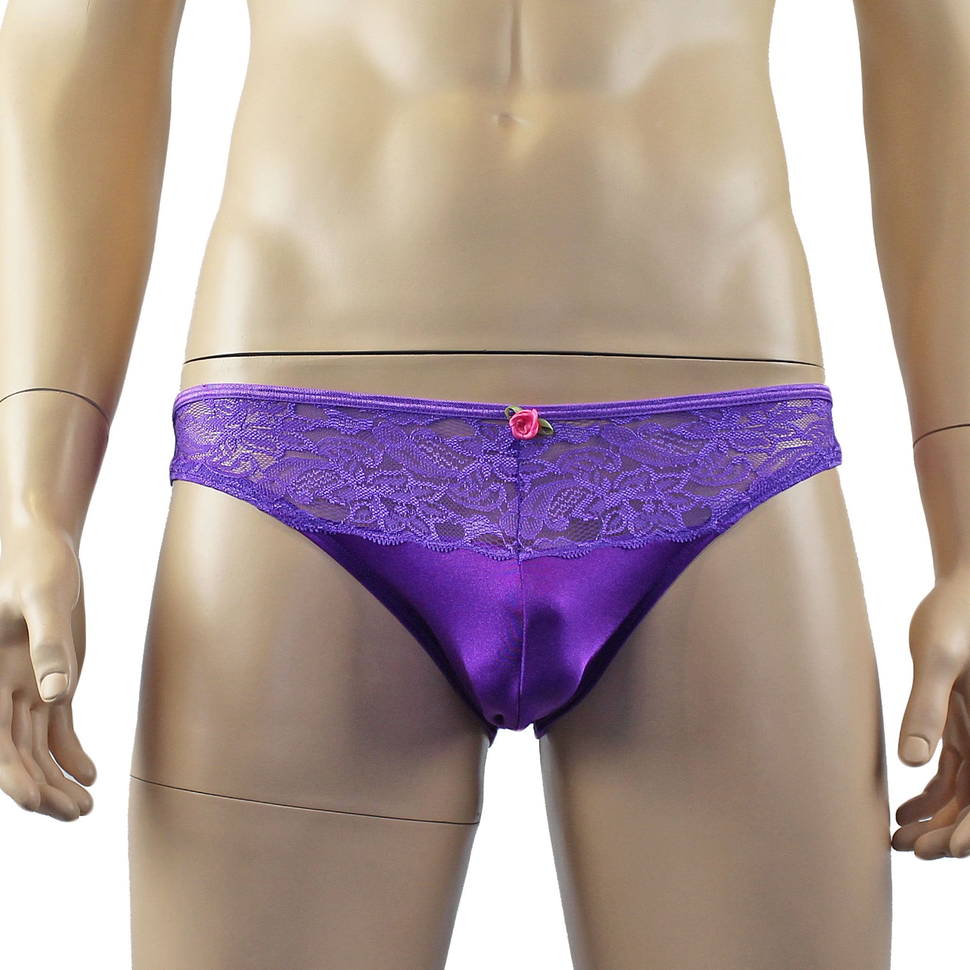 Male Penny Lace & Spandex OPEN BACK Capri Brief (purple plus other colours)