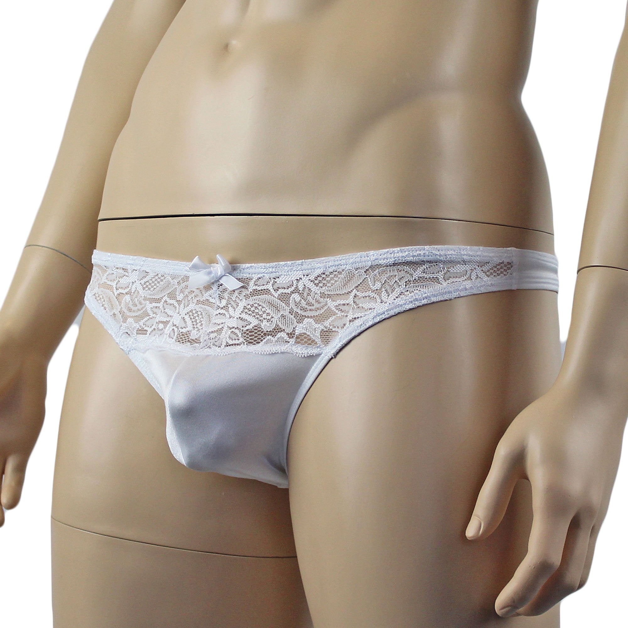 Male Romance Bridal Wedding G string Thong with Clip On Veil Underwear Lingerie White