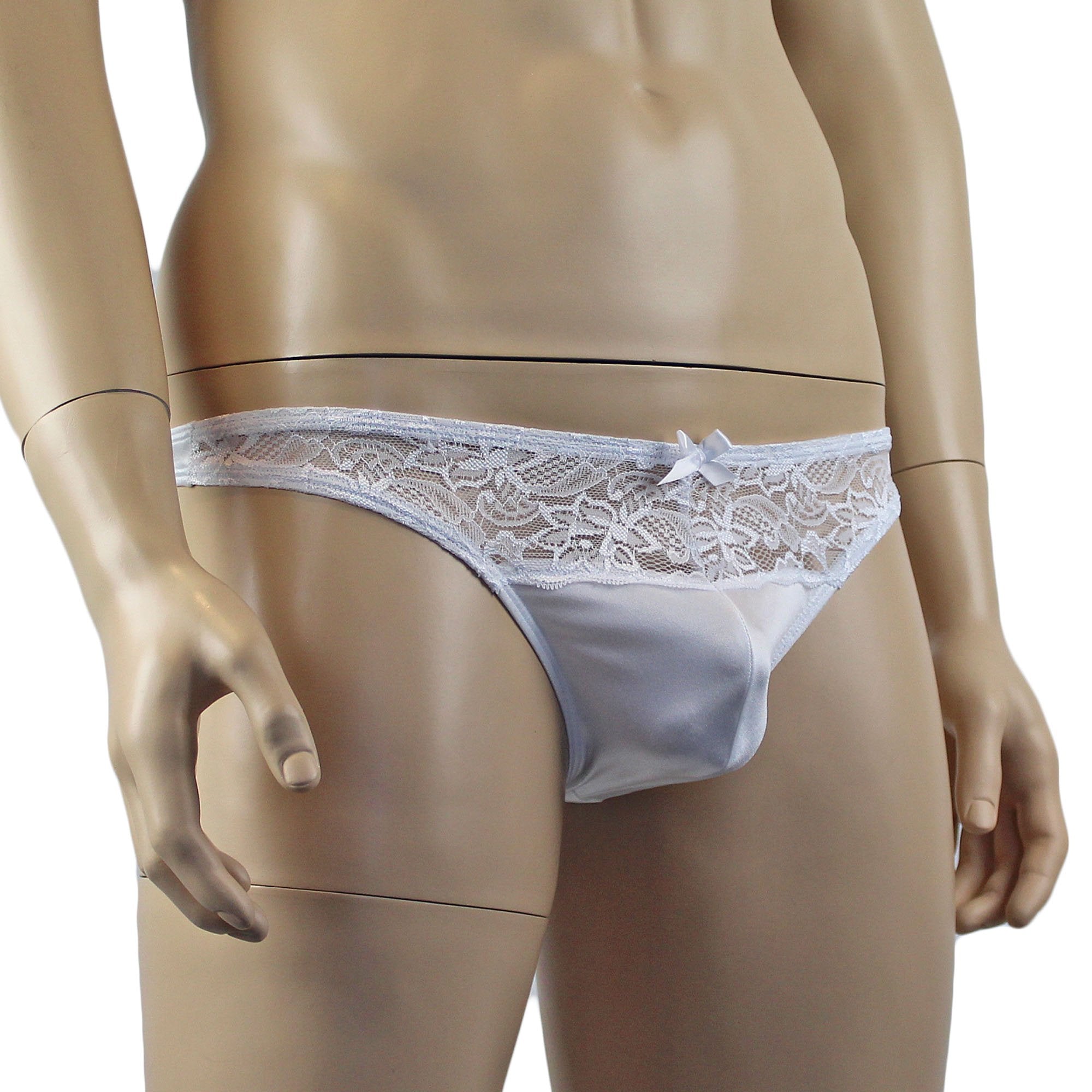 Male Romance Bridal Wedding G string Thong with Clip On Veil Underwear Lingerie White