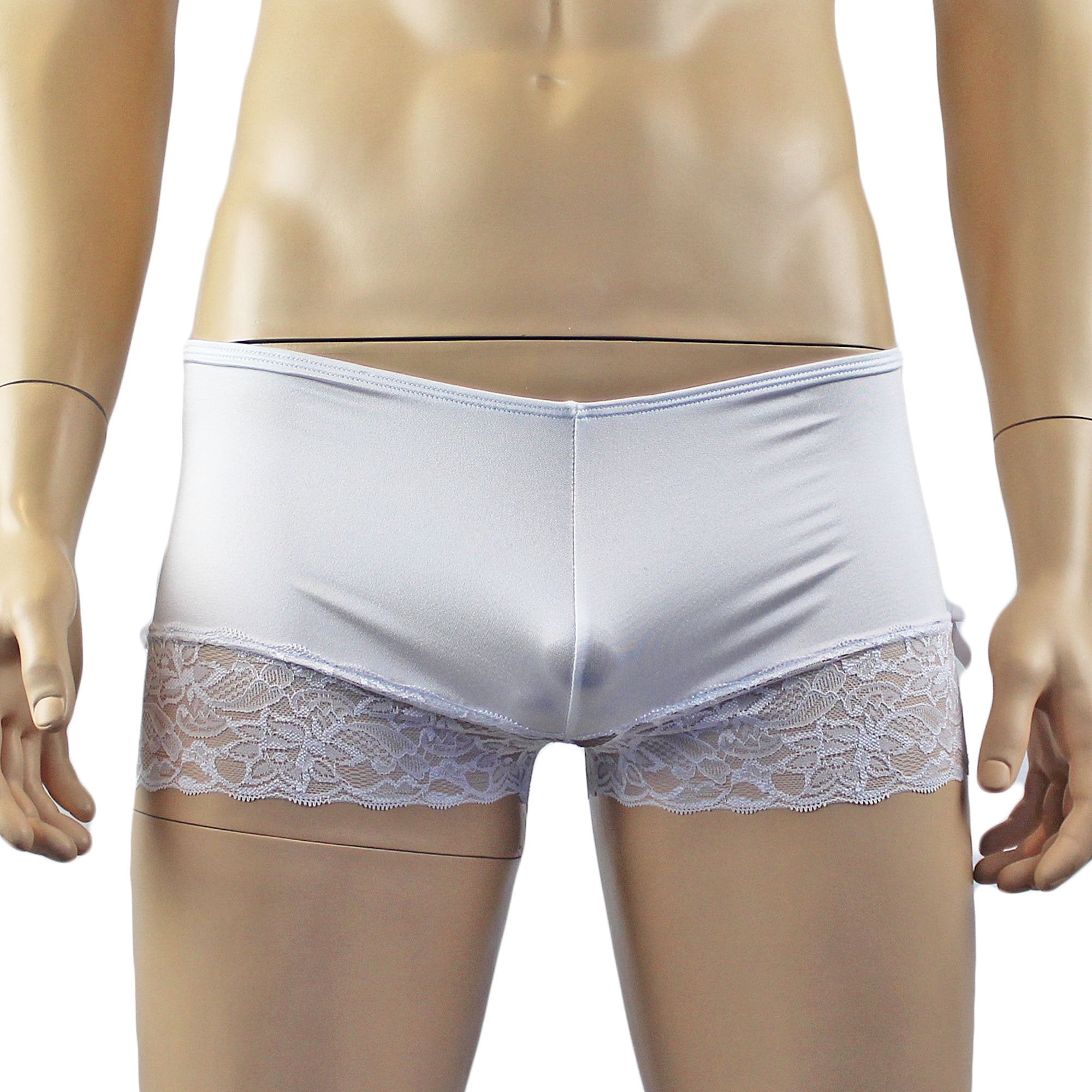 Male Romance Stretch Spandex Boxer Shorts White or Black
