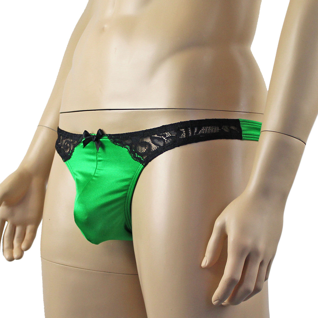 Mens Risque G string Thong Green and Black Lace