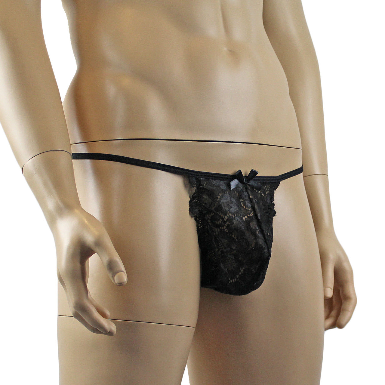 Mens Sweetheart Shiny Lace Pouch G string (black plus other colours)