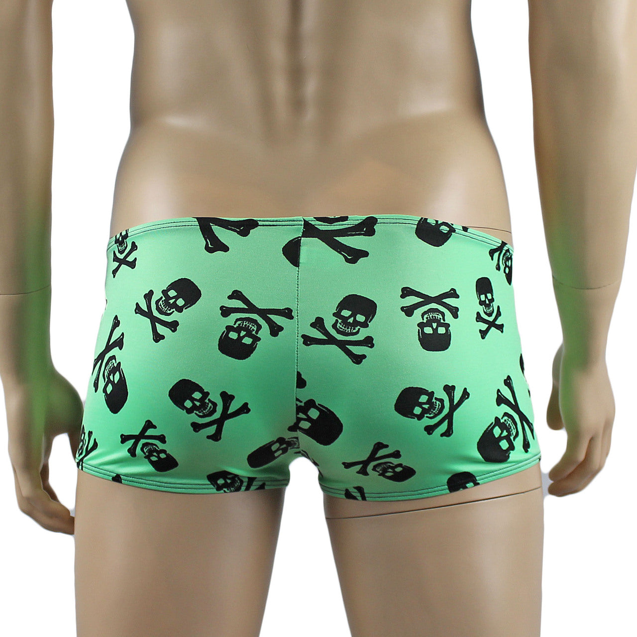 Mens Halloween Skull Boxer Briefs Hot Pants Mini Shorts Green