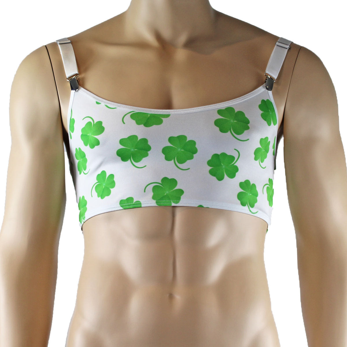 Mens St Patricks Day Lucky 4 Leaf Clover Crop Top and Thong G string