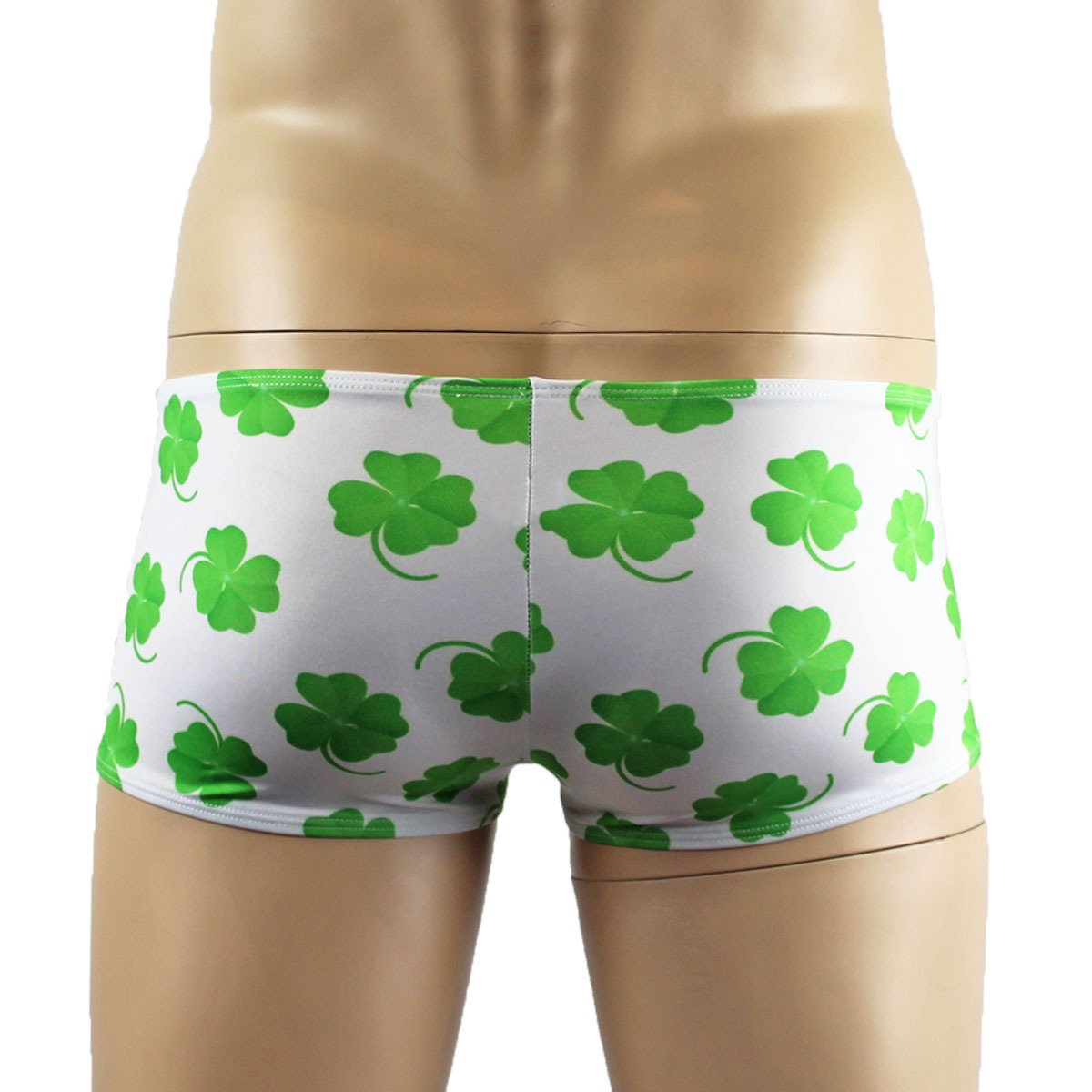 Mens St Patricks Day Lucky 4 Leaf Clover Crop Top and Mini Boxer Shorts