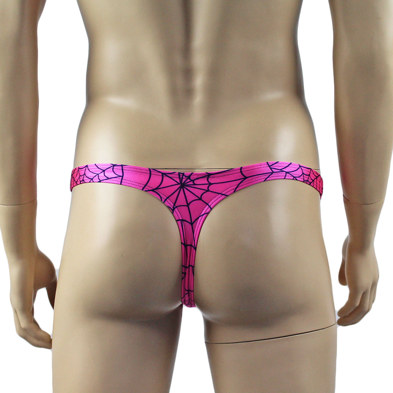Mens Spider Web Mini Thong Hot Pink