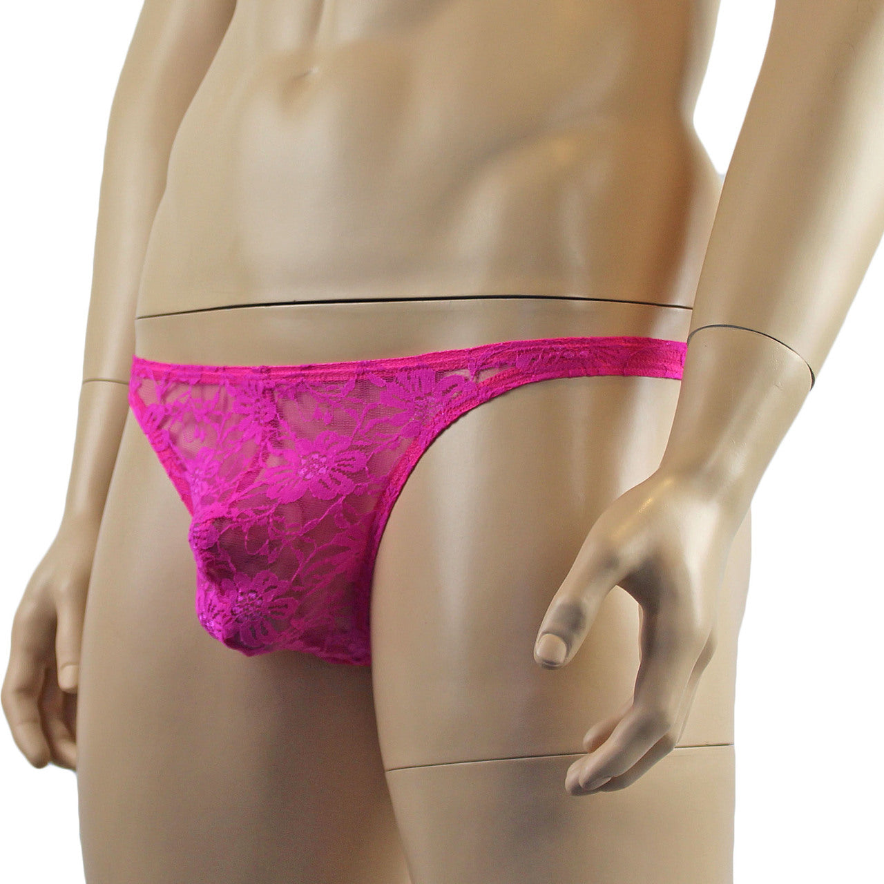 LAST ORDERS - Mens Sexy Lingerie Lace Thong G string Neon Pink