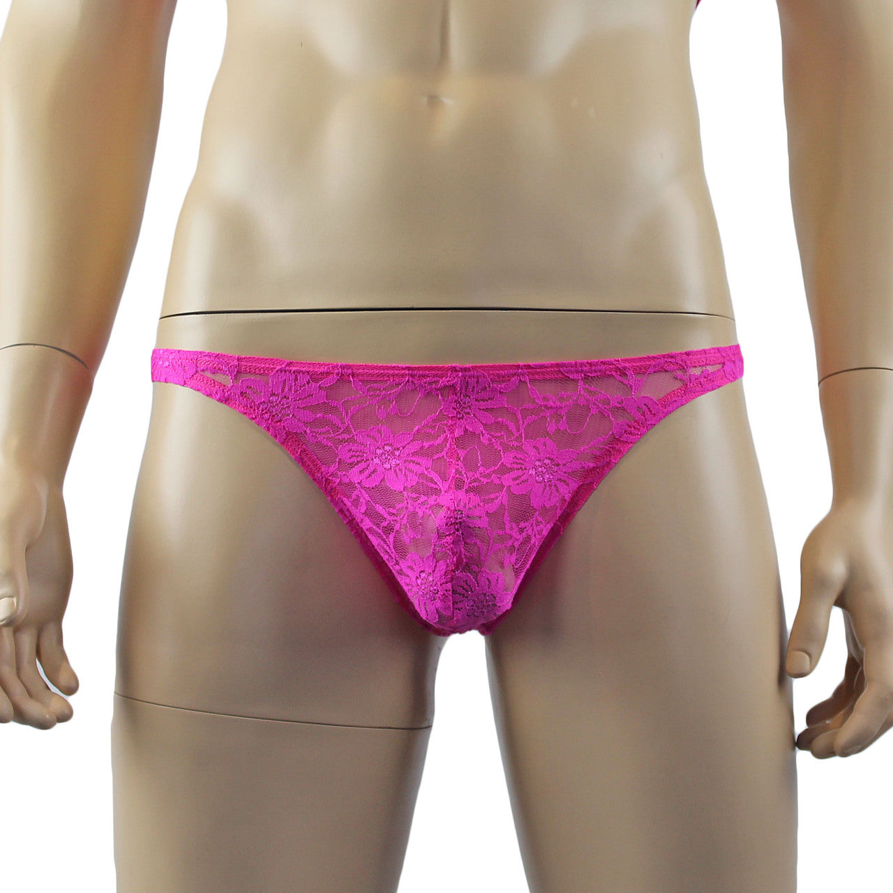 LAST ORDERS - Mens Sexy Lingerie Lace Thong G string Neon Pink